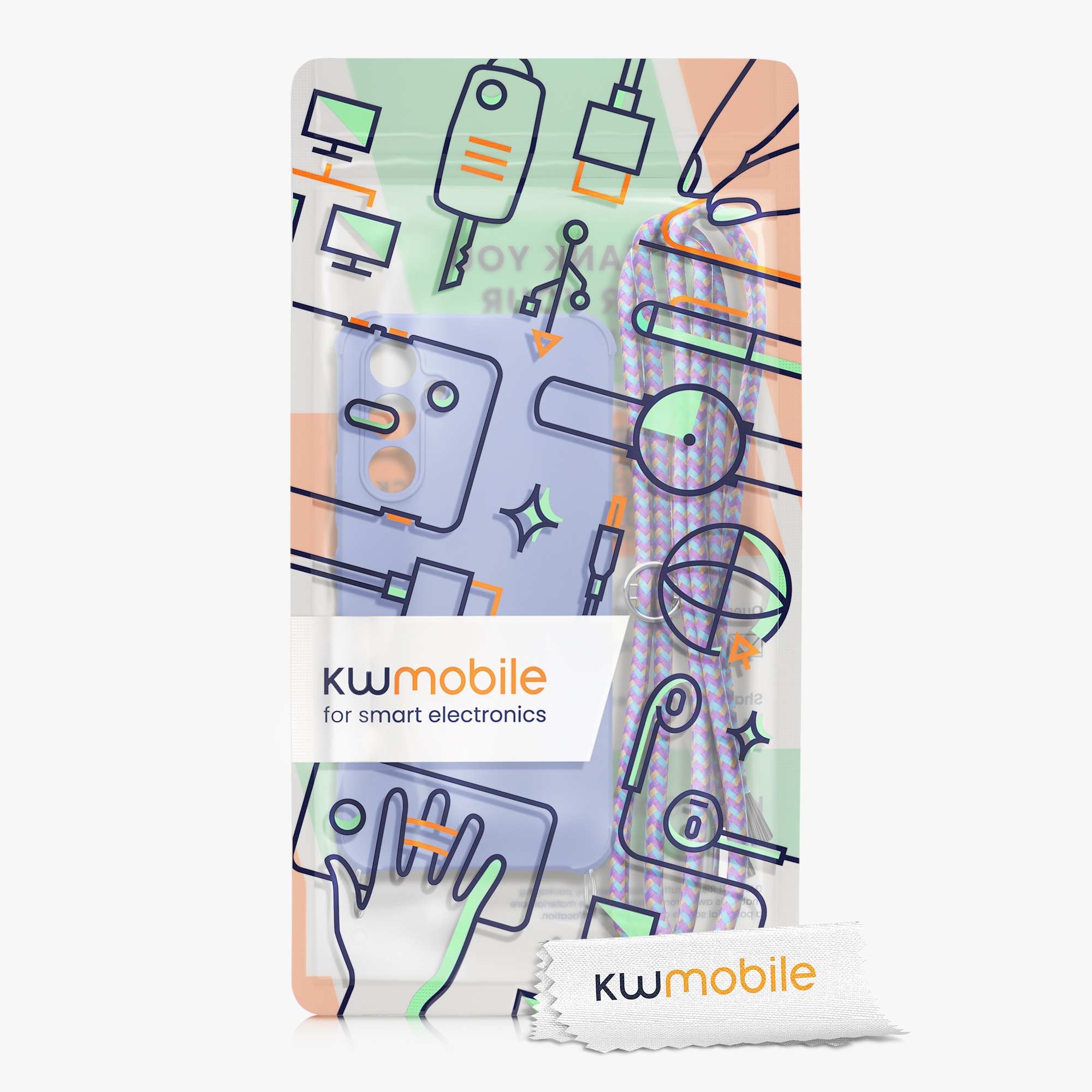 Crossbody kryt na mobil Samsung Galaxy A54 5G kwmobile se šňůrkou Levandulová