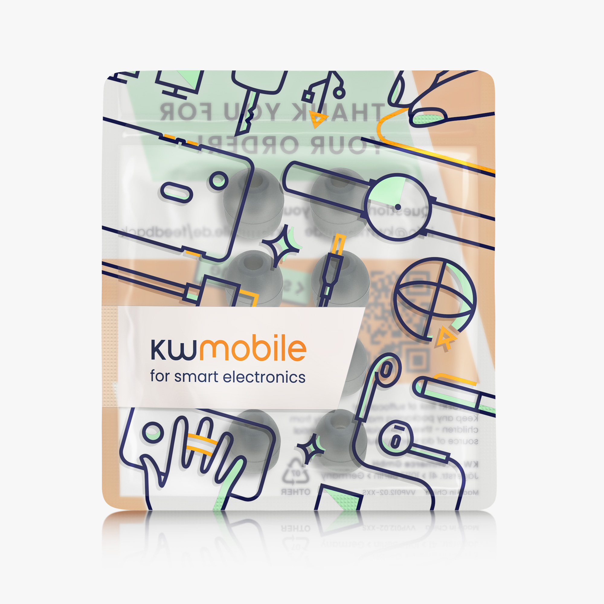 Náhradní špunty kwmobile pro Sony WF-1000XM3 / WF-SP900 / WF-SP510, 4 velikosti, černá, 8 ks