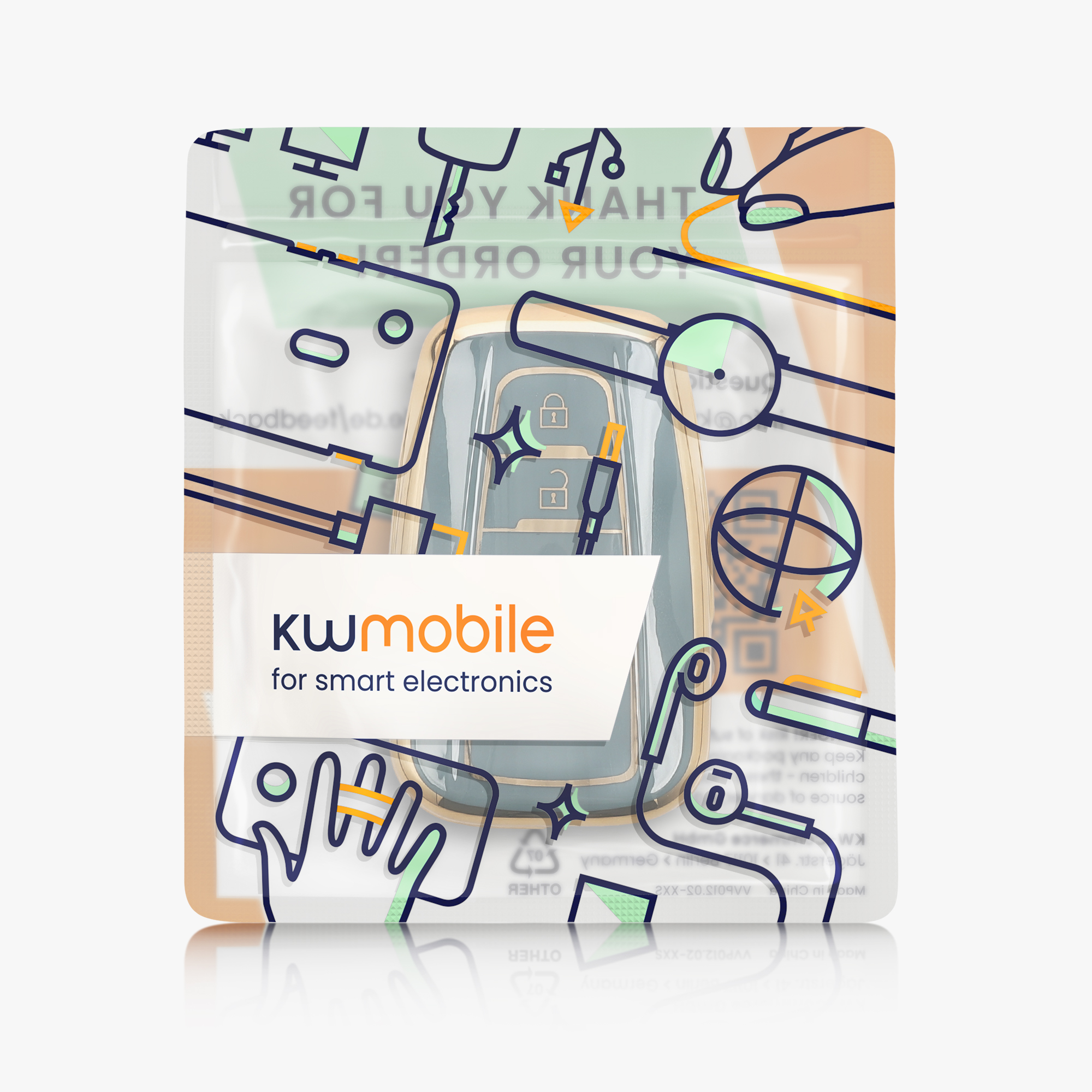 Pouzdro na klíč od auta Toyota 2 Button Car Key Smart Key kwmobile - černá/tmavě modrá