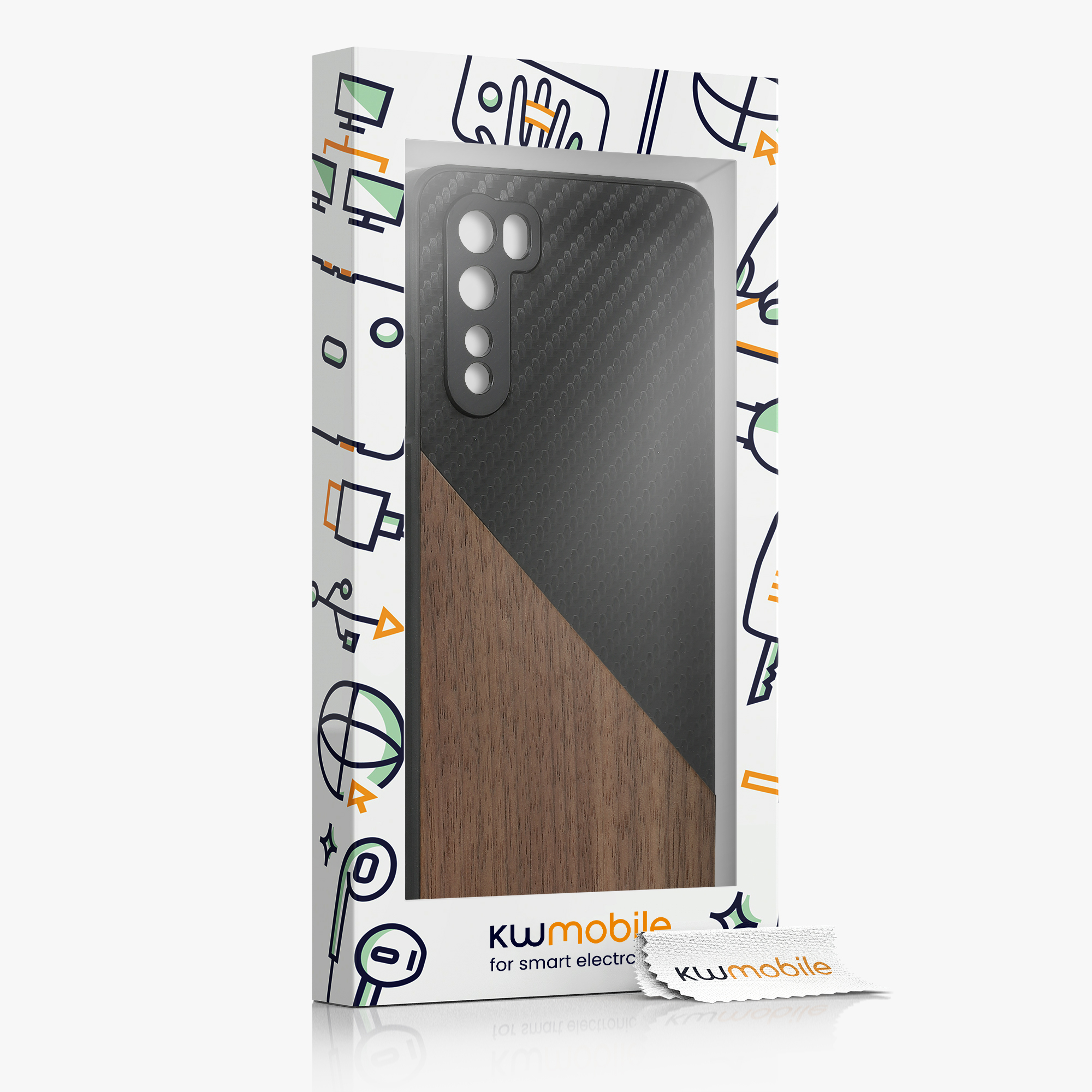Kwmobile Dřevěný kryt OnePlus Nord tmavě hnědá / černá