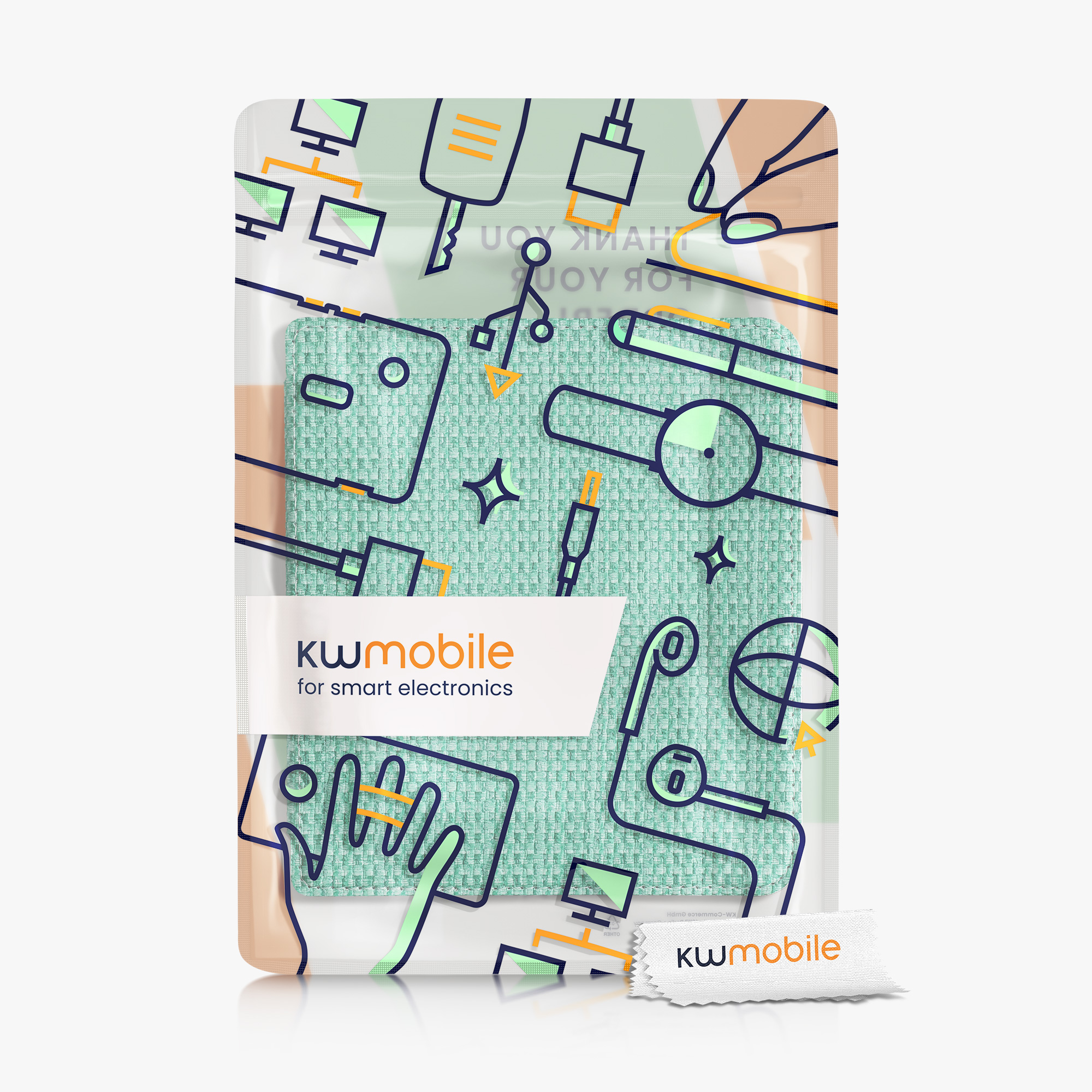 Pouzdro kwmobile pro Tolino Vision 6 - trávově zelený motiv, tmavě zelená / světle zelená