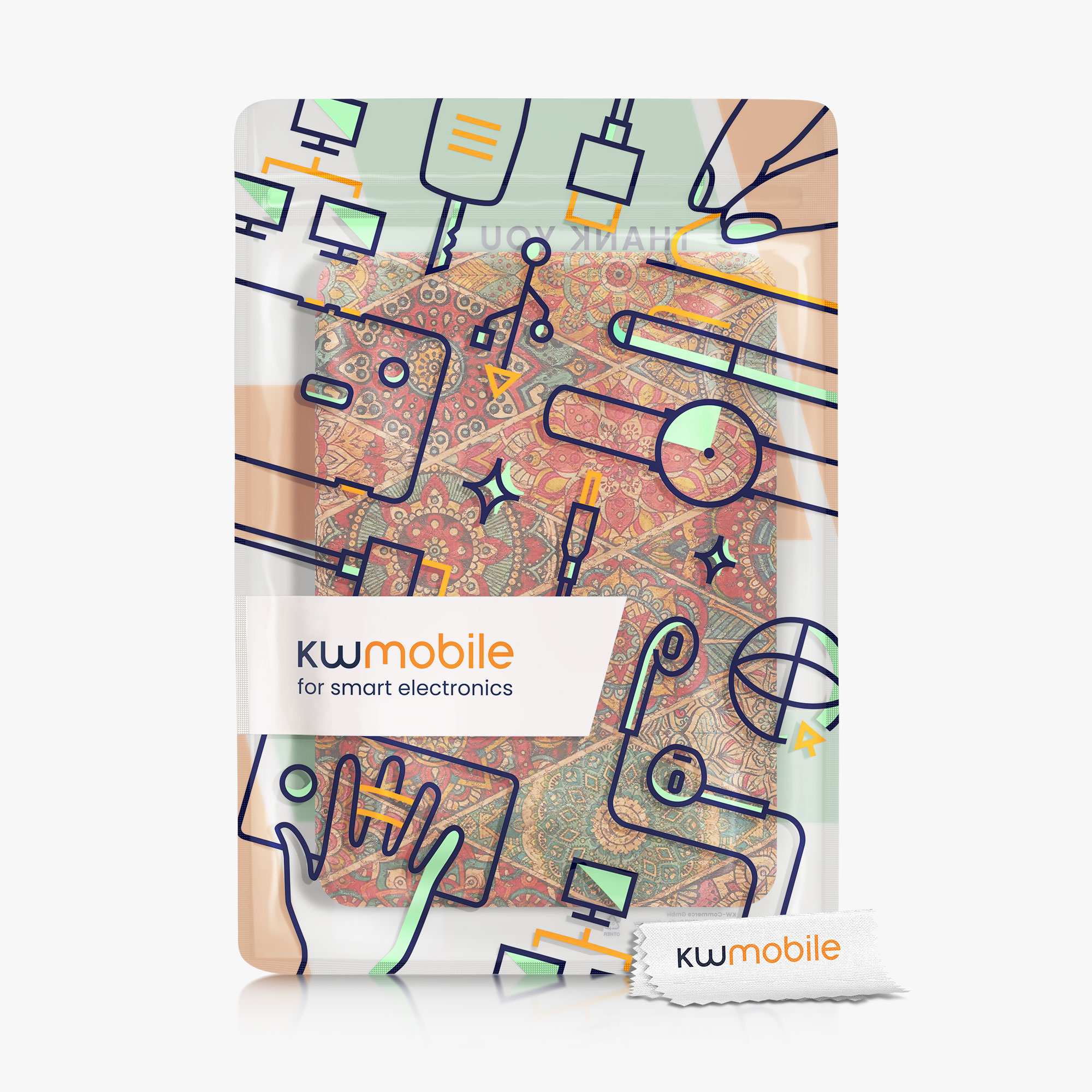 Pouzdro na čtečku kwmobile pro Amazon Kindle (2022/2024) - motiv Fractions tmavě růžová / červená / modrá