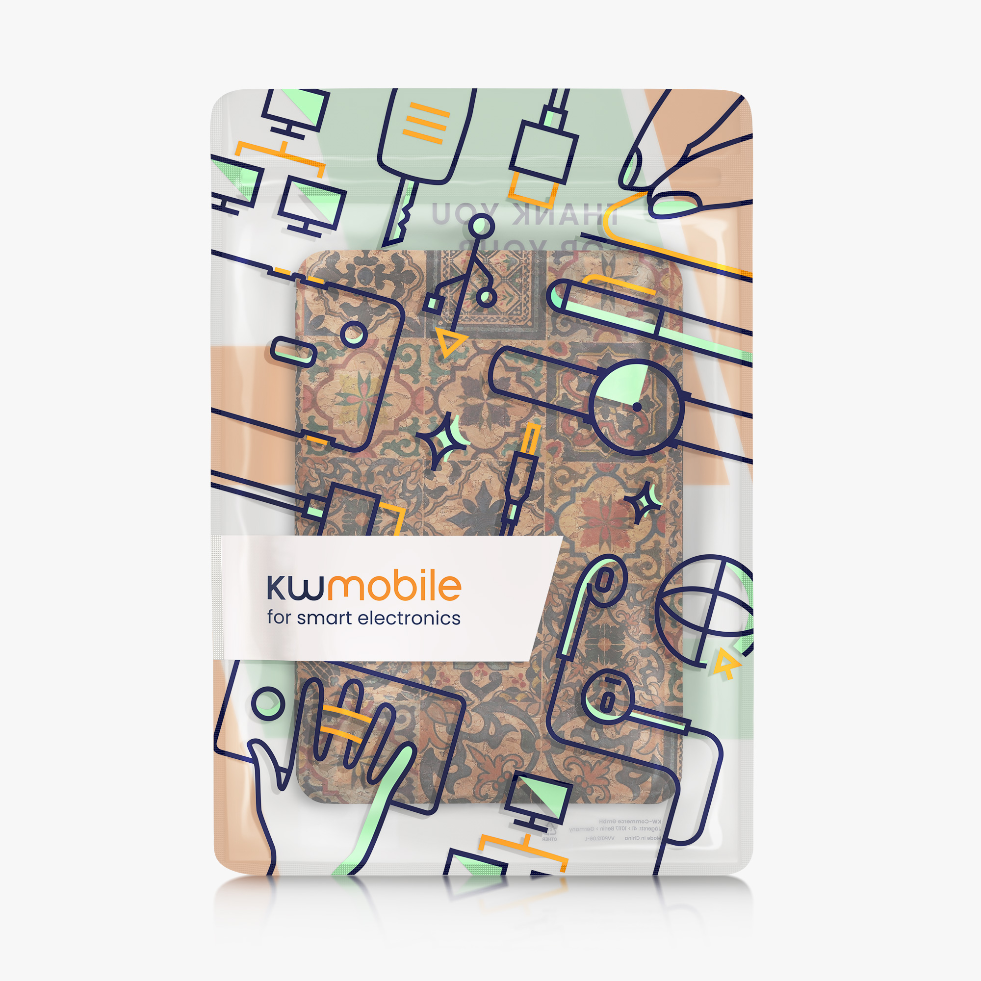 Pouzdro na čtečku kwmobile pro Amazon Kindle (2022/2024) - vzor hnědá / modrá / červená