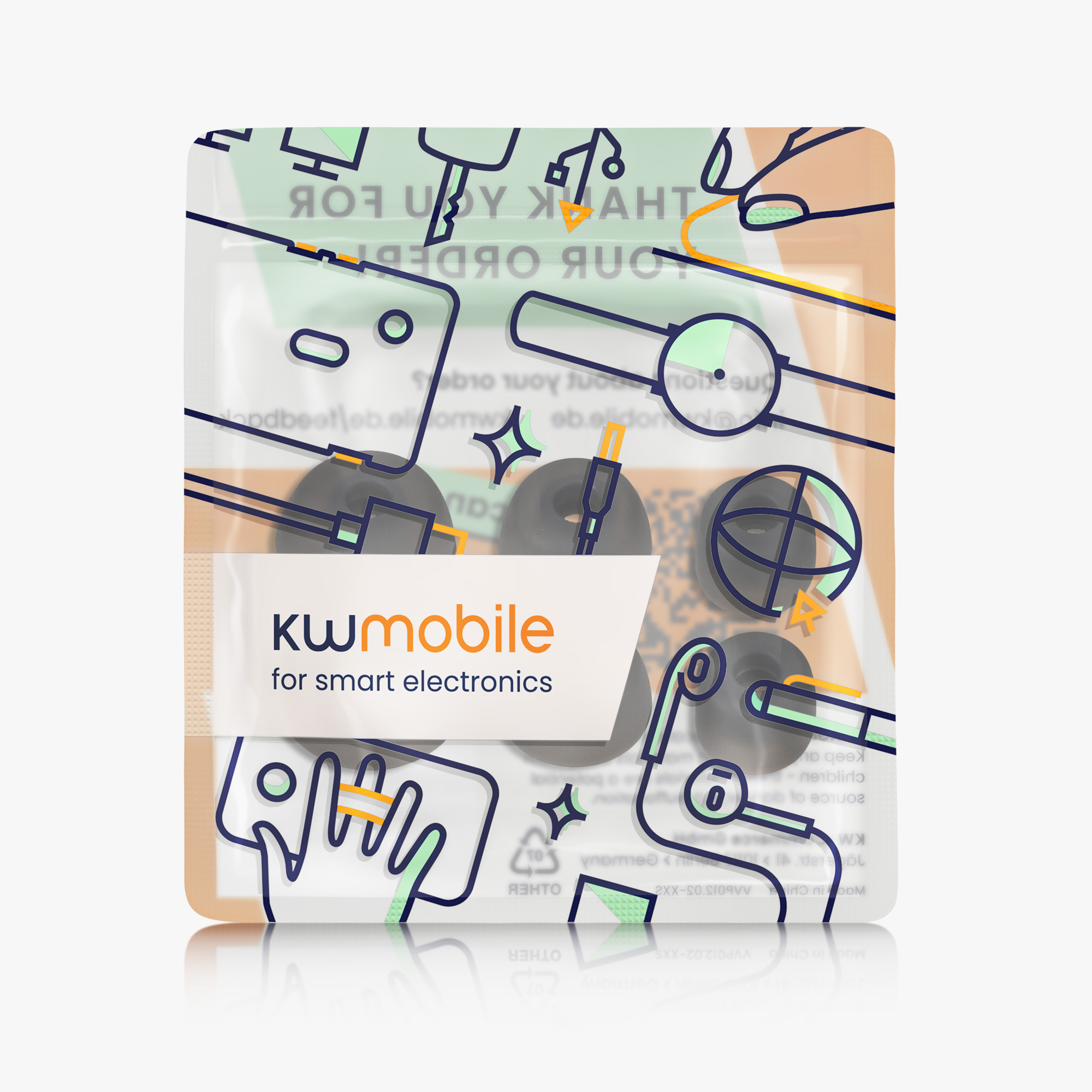 Náhradní špunty do uší Jabra Elite 3 kwmobile 6 ks černá
