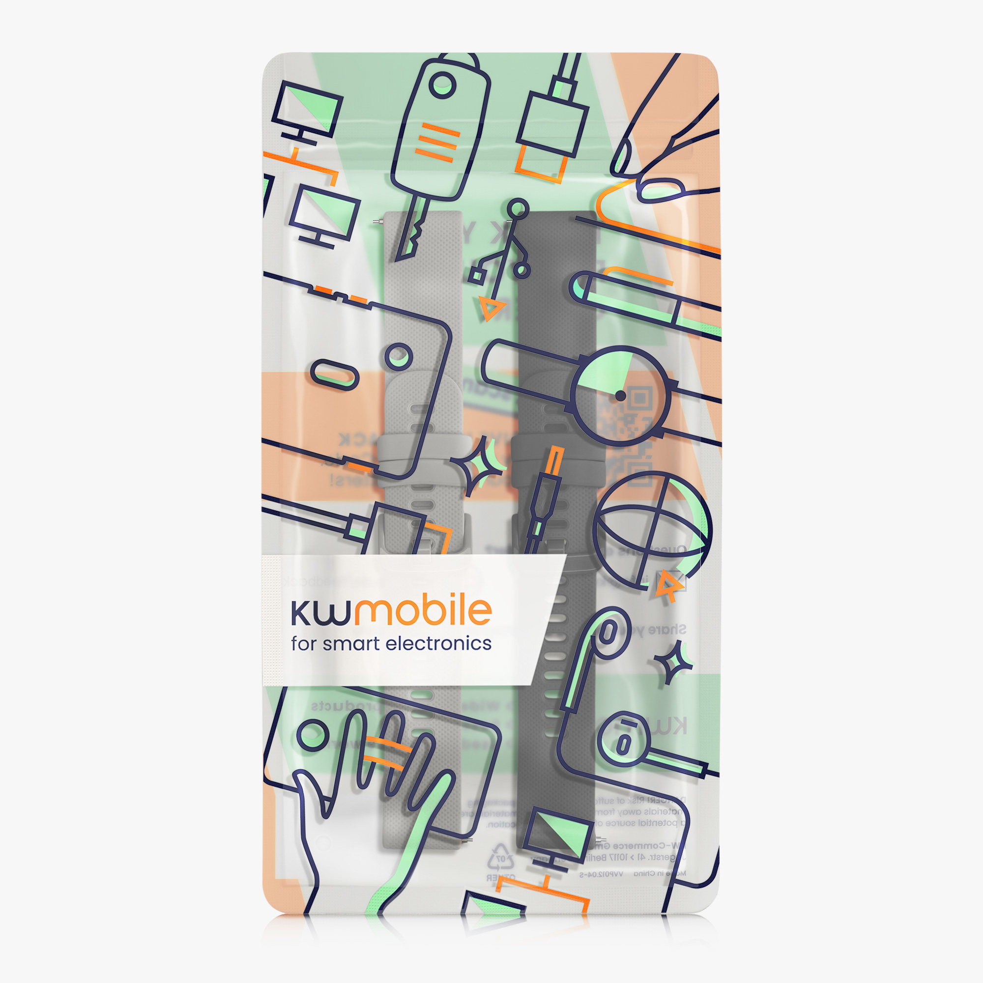 2 ks Řemínek kwmobile pro Garmin Venu Sq 2 Music / Sq 2 / Vivoactive 6 / Vivoactive 5 - černá / šedá