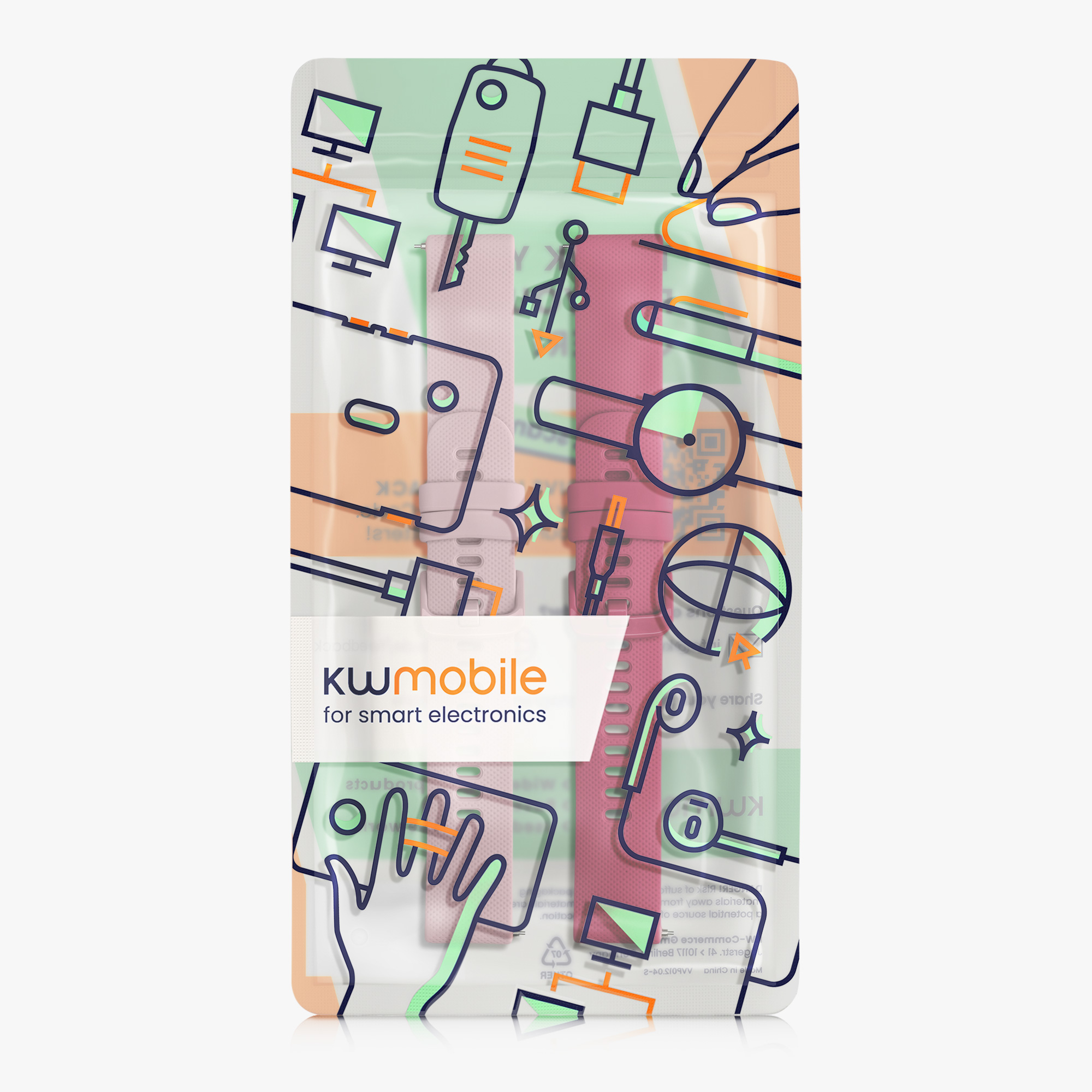 2 ks Řemínek kwmobile pro Garmin Venu Sq 2 Music / Sq 2 / Vivoactive 6 / Vivoactive 5 - starorůžová / bordó