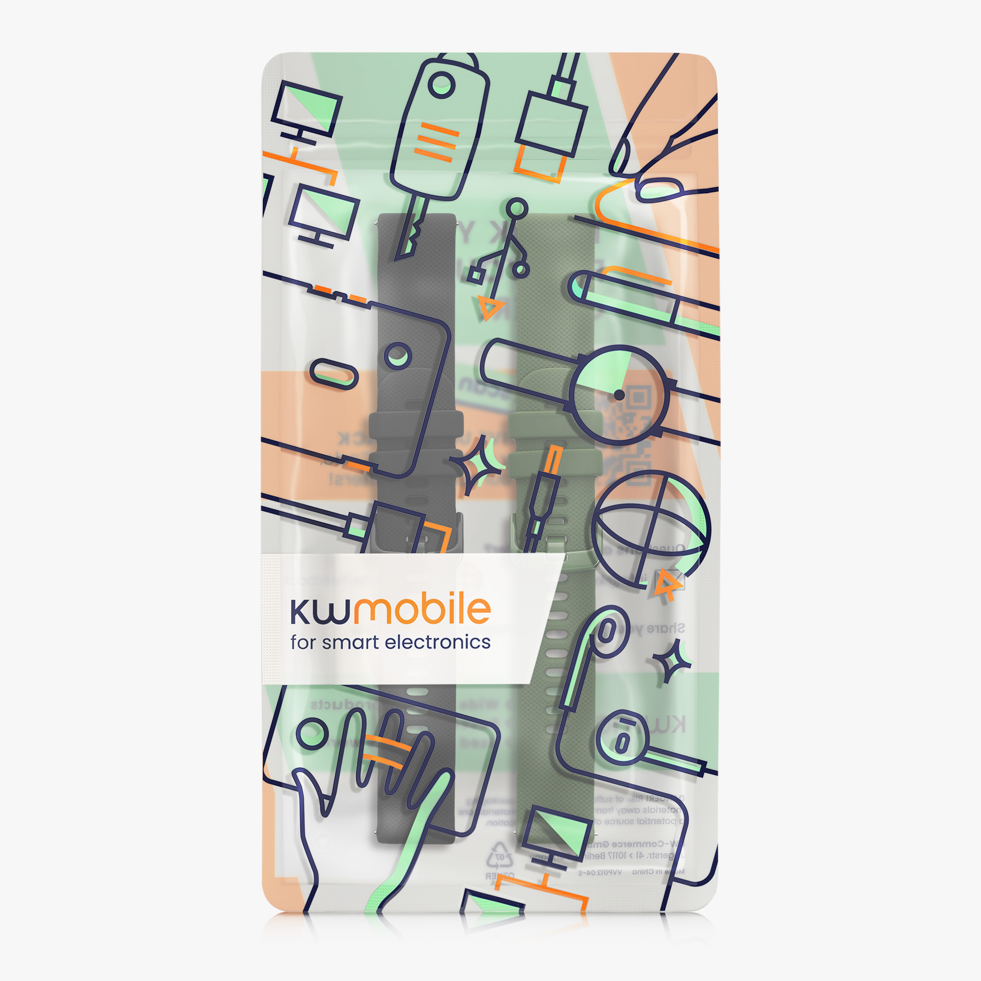 2 ks Řemínek kwmobile pro Garmin Venu Sq 2 Music / Sq 2 / Vivoactive 6 / Vivoactive 5 - černá / tmavě zelená
