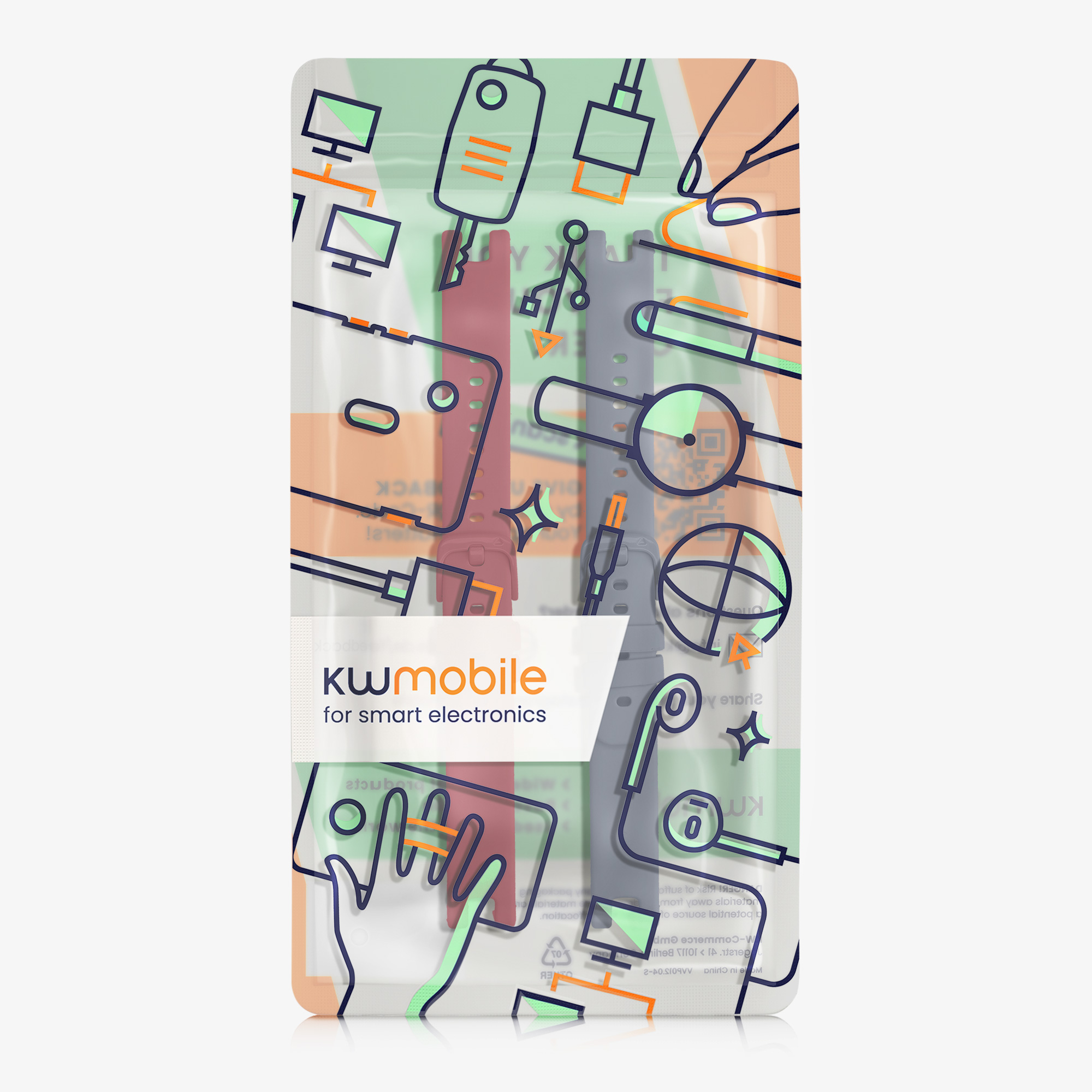Řemínek kwmobile pro Garmin Lily Sport, modrošedá / vínová