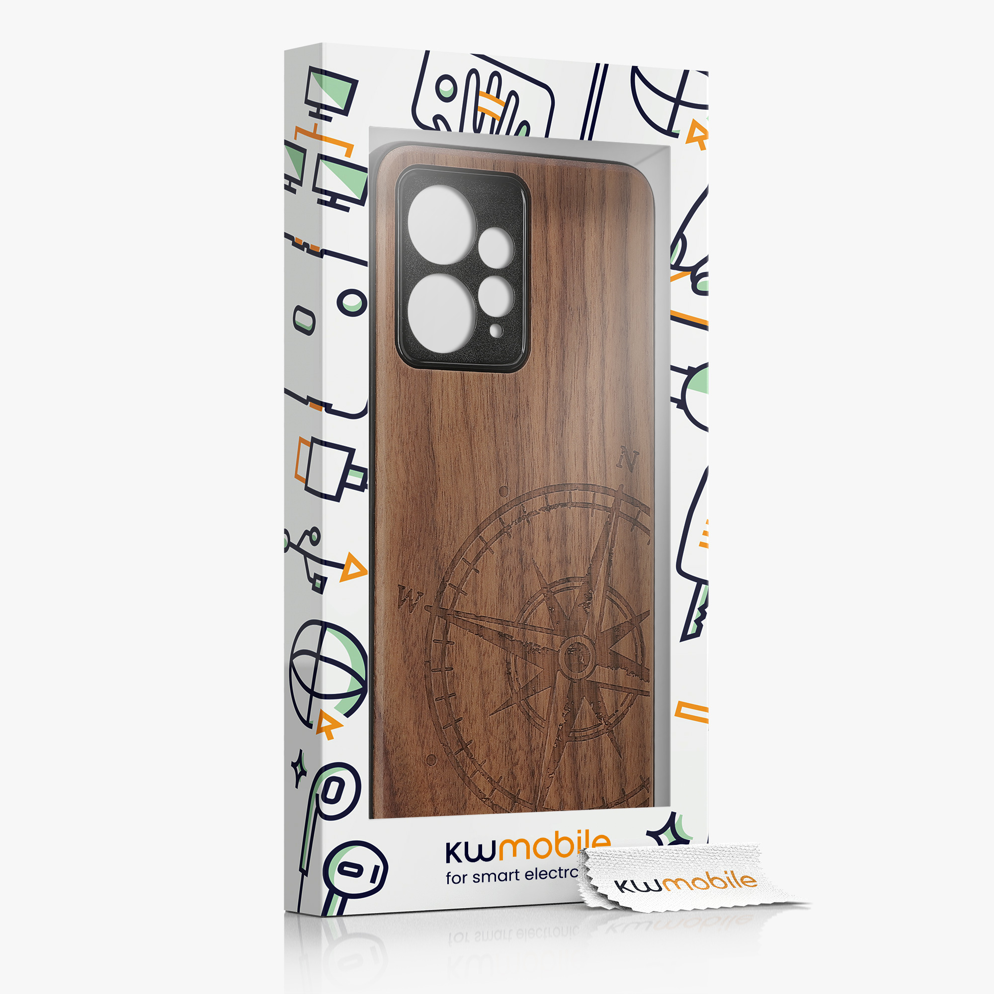 Dřevěný kryt Xiaomi Redmi Note 12 (4G) TPU nárazník tmavě hnědá kwmobile