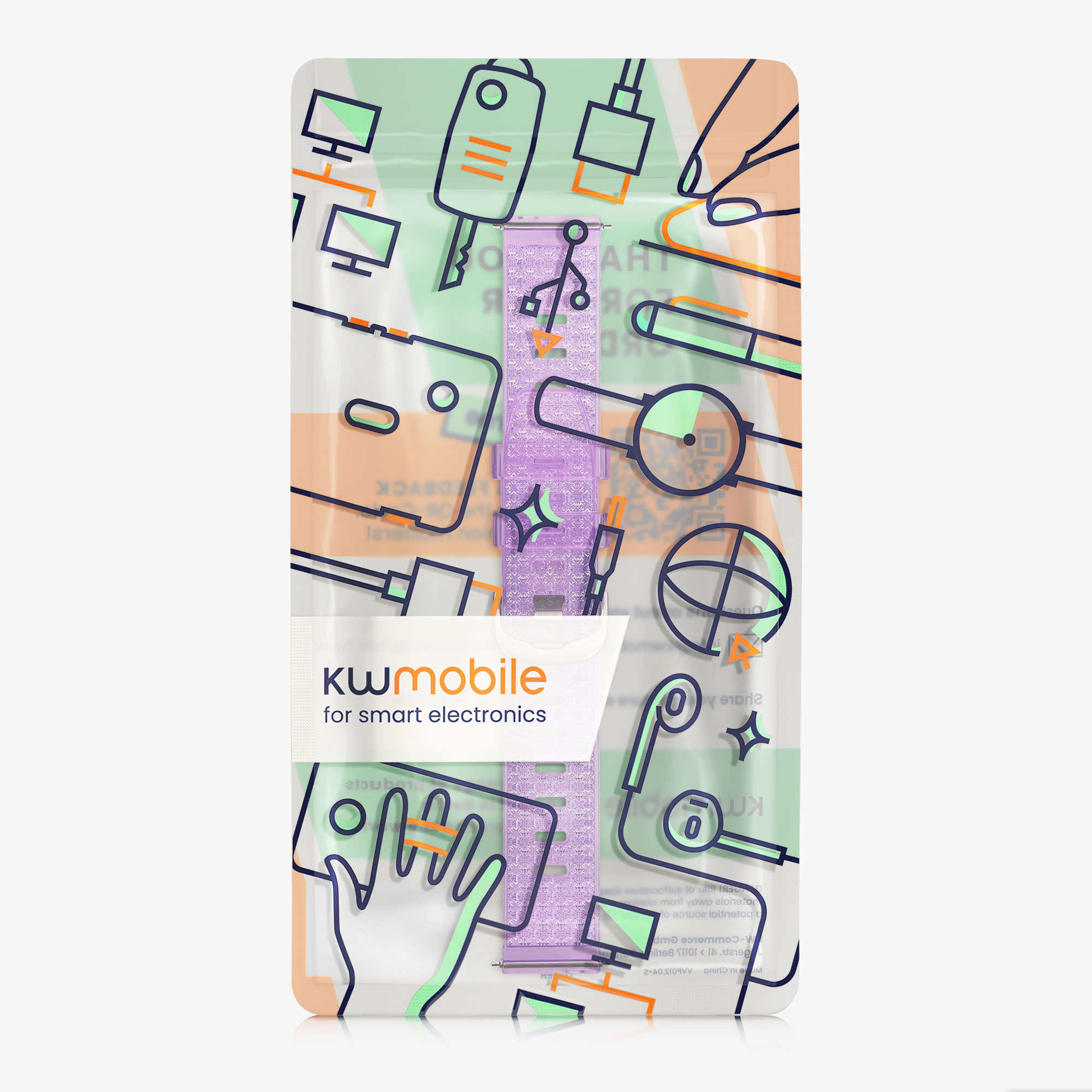 Řemínek Garmin 20mm vivomove sport/vivomove 3/Venu 2 Plus/Sq... 20mm kwmobile TPU fialový/čirý