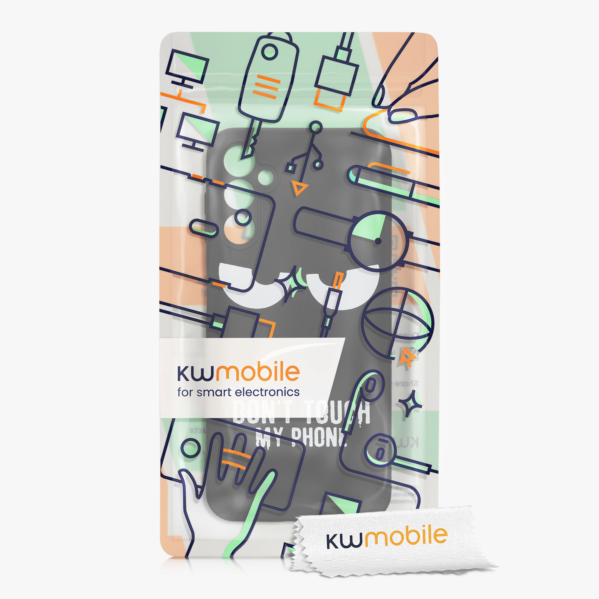 Kryt na mobil Samsung Galaxy A14 5G kwmobile motiv Don't Touch My Phone White / Black