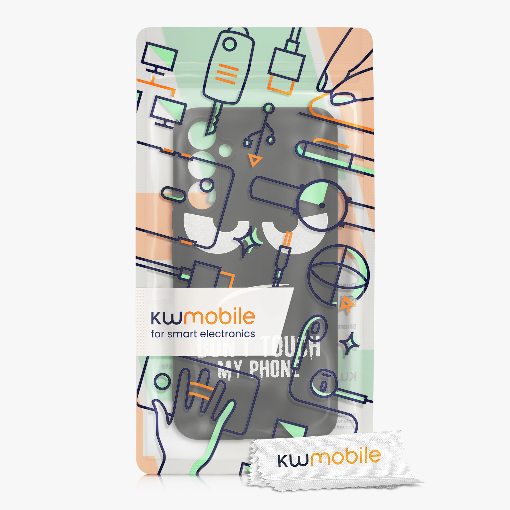 Kryt na mobil Samsung Galaxy A34 5G - kwmobile Motiv Don't Touch My Phone bílo-černý