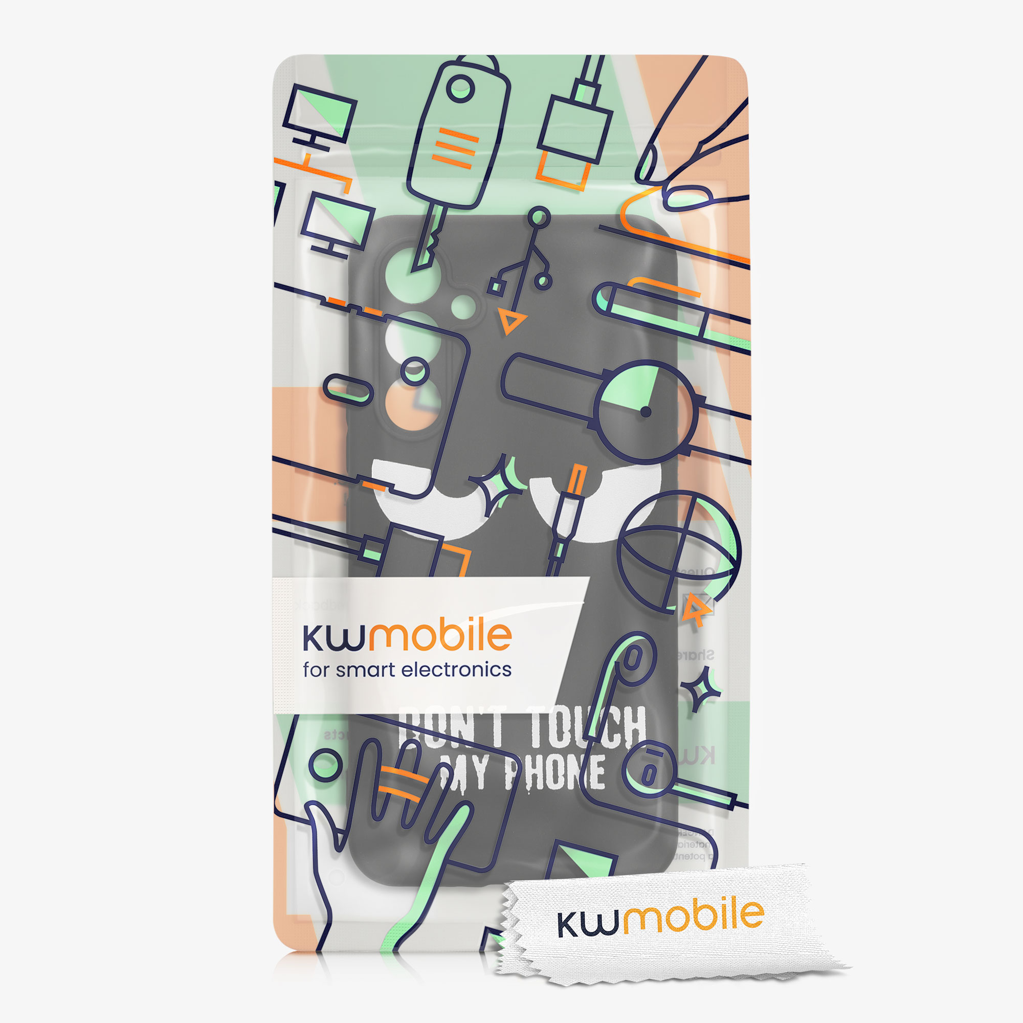 Kryt na mobil Samsung Galaxy A54 5G kwmobile motiv Don't Touch My Phone Don't Touch My Phone - bílá / černá