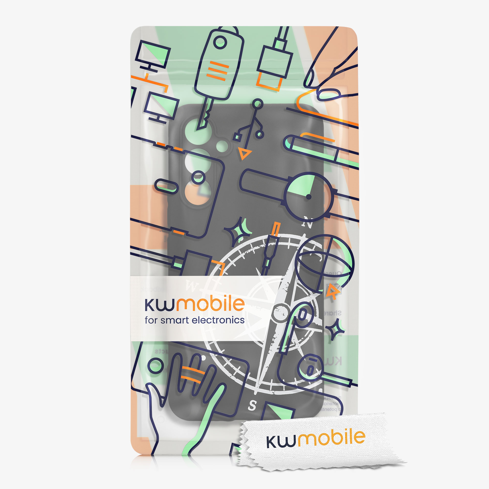 Kryt na mobil Samsung Galaxy A54 5G kwmobile motiv Navigational Compass Navigational Compass - bílá / černá