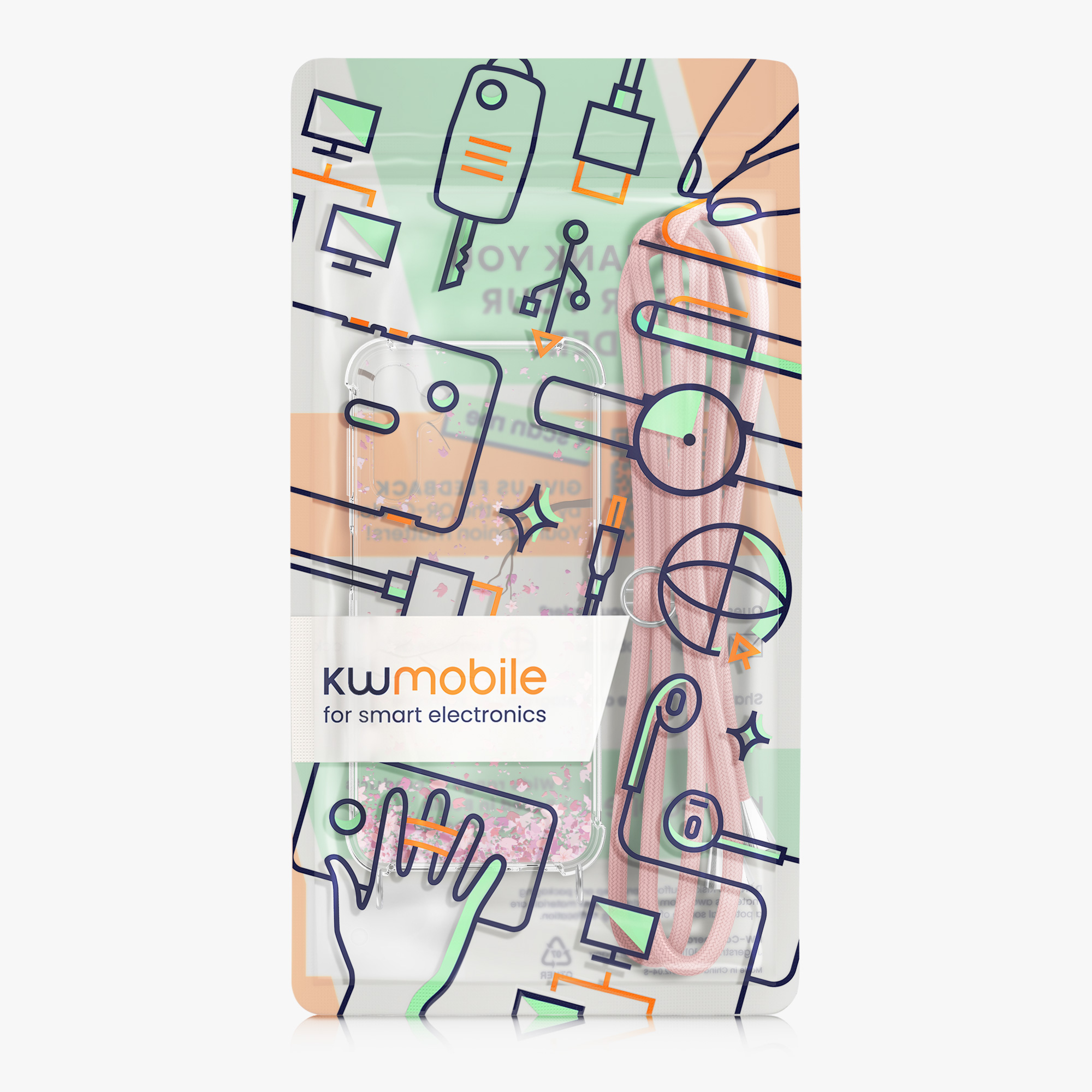 Crossbody kryt na mobil Samsung Galaxy A14 5G kwmobile se šňůrkou Cherry Blossoms Pi