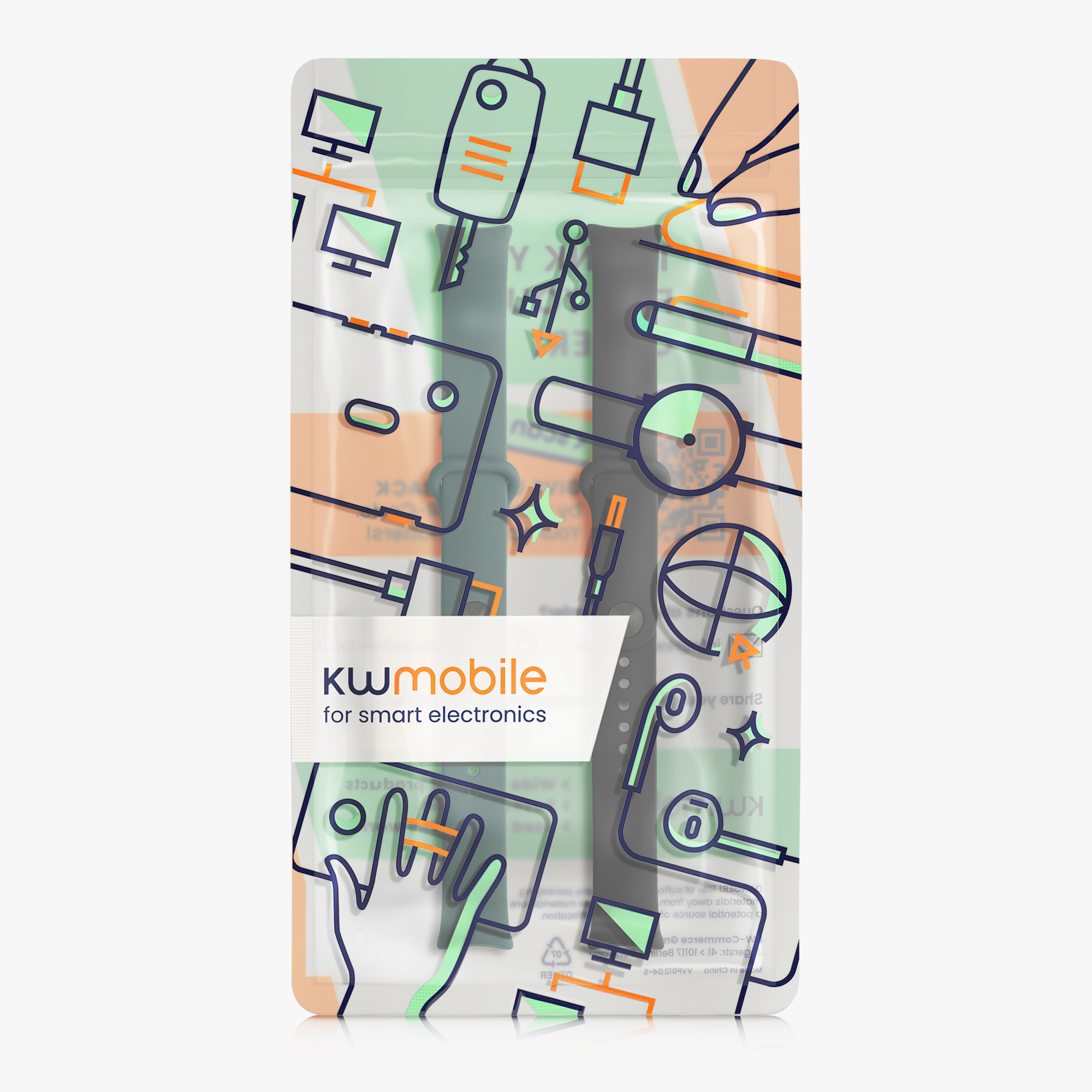 2 ks Řemínek kwmobile Xiaomi Mi, černá / tmavě zelená