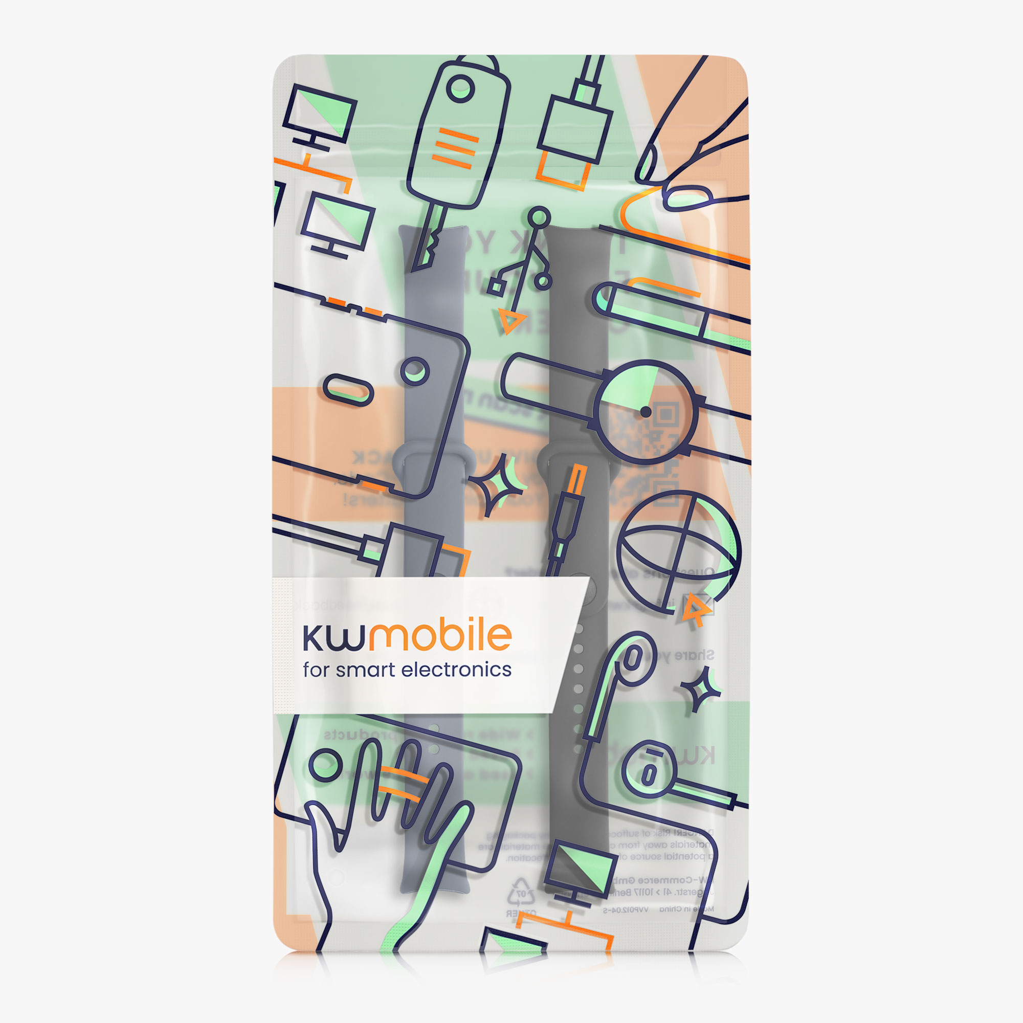2 ks Řemínek kwmobile Xiaomi Mi, černá / levandulově šedá