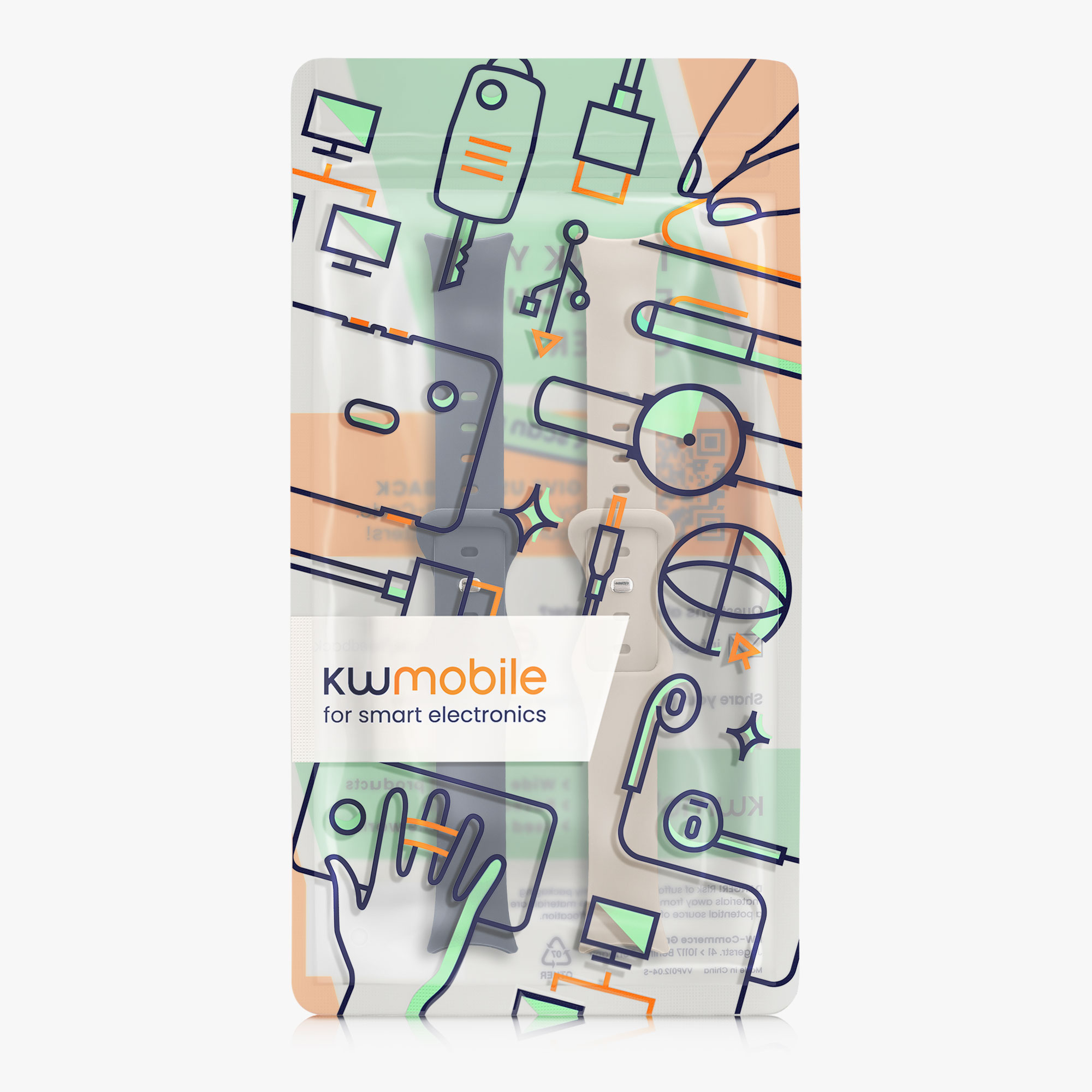 2 ks Řemínek kwmobile Xiaomi Mi, béžová / levandulově šedá