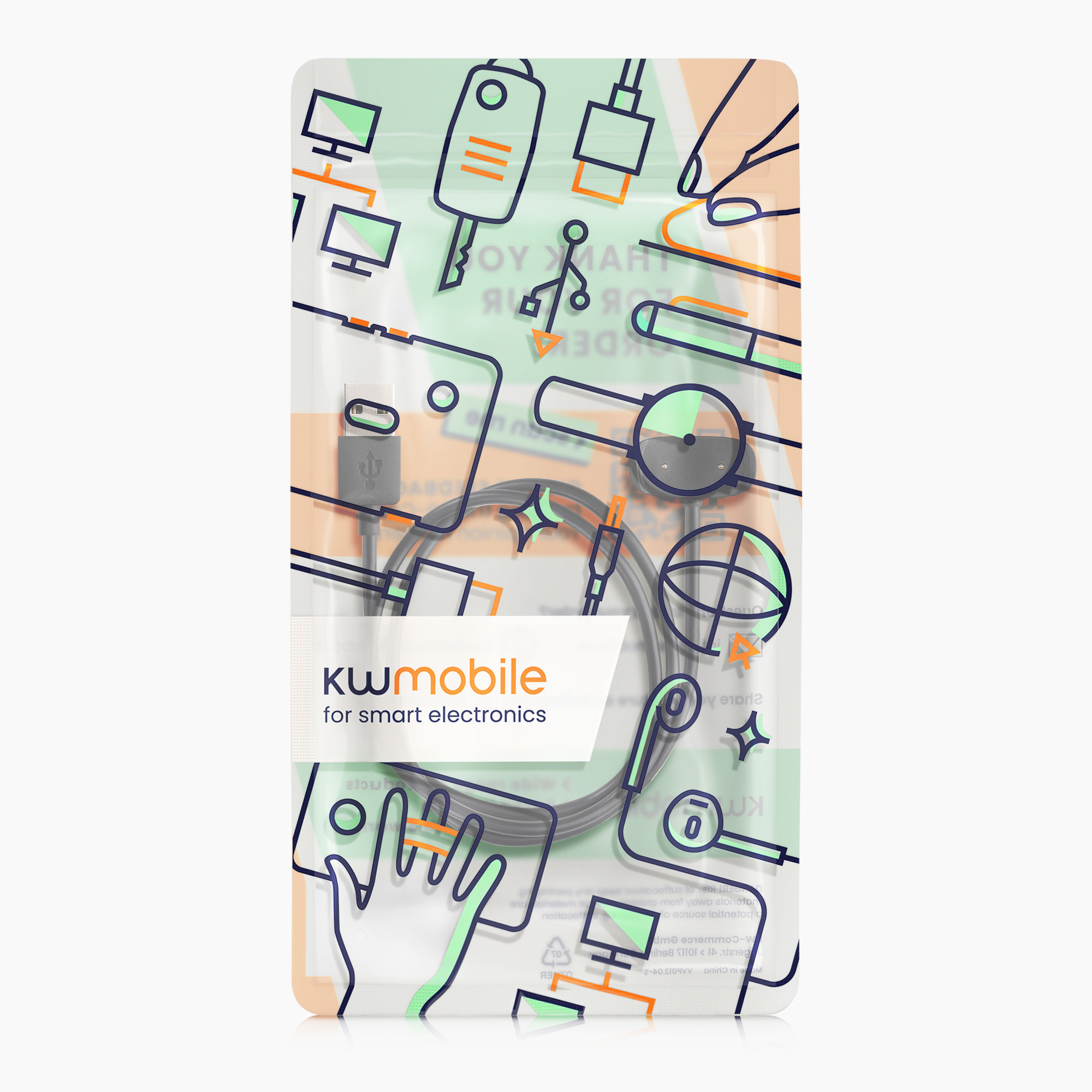 Nabíjecí kabel pro Huami Amazfit GTR Mini / GTS 4 Mini / GTS 2 Mini / Active Edge / T-Rex Pro kwmobile USB-C - černá