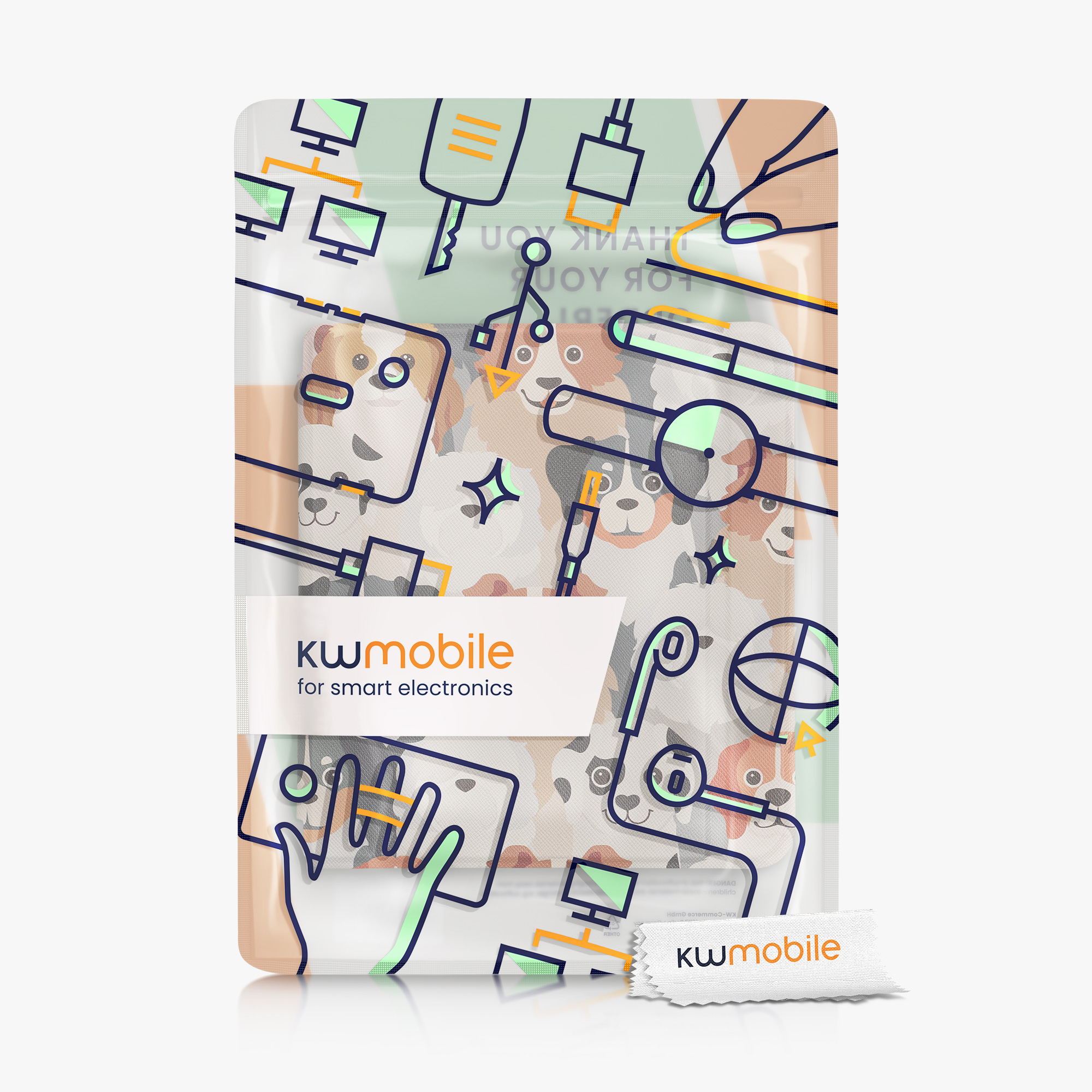 kwmobile pouzdro na čtečku Kobo Libra 2, Dogs with bílá / světle hnědá / šedá
