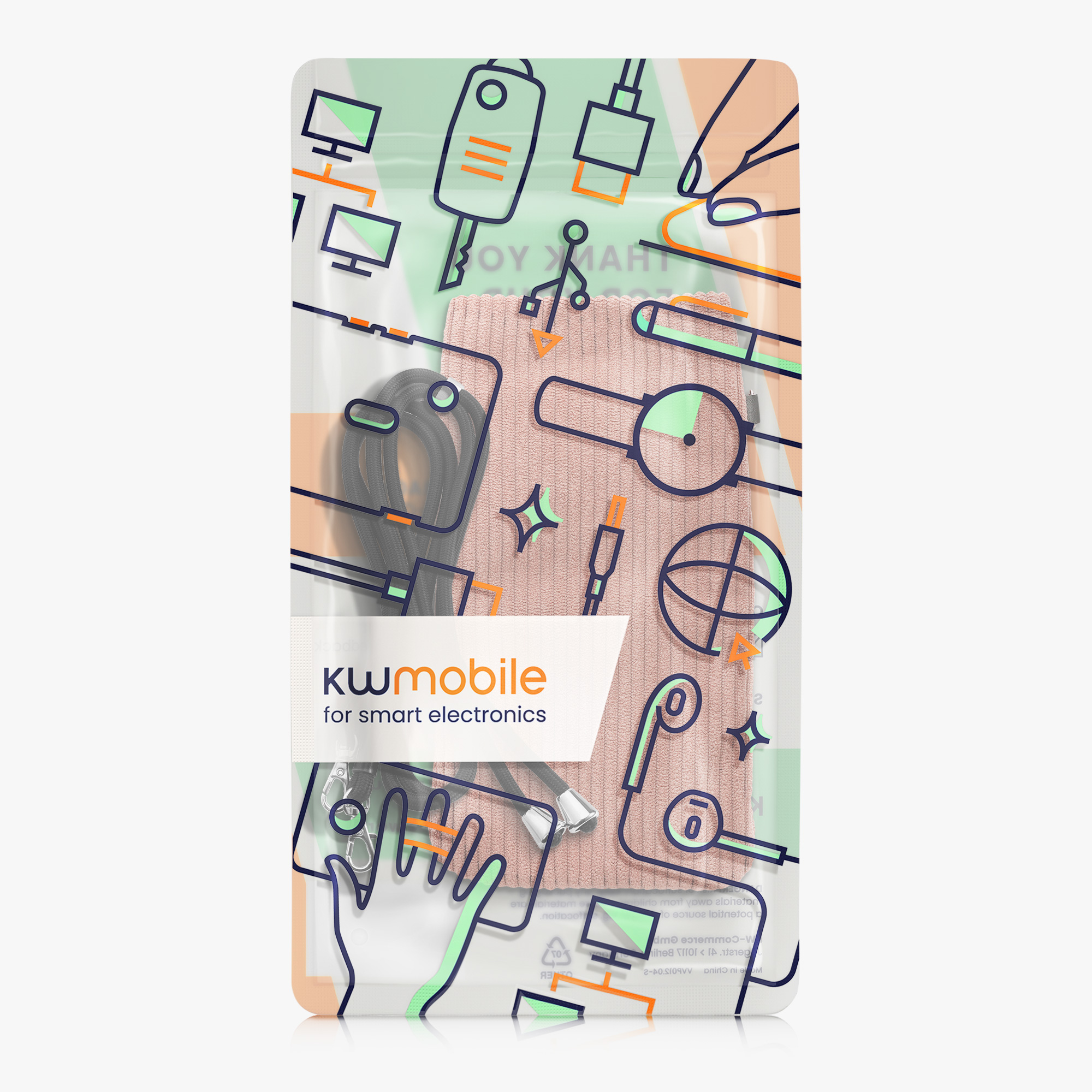 Univerzální pouzdro kwmobile na mobil 17,7 x 9 cm - pudrově růžová