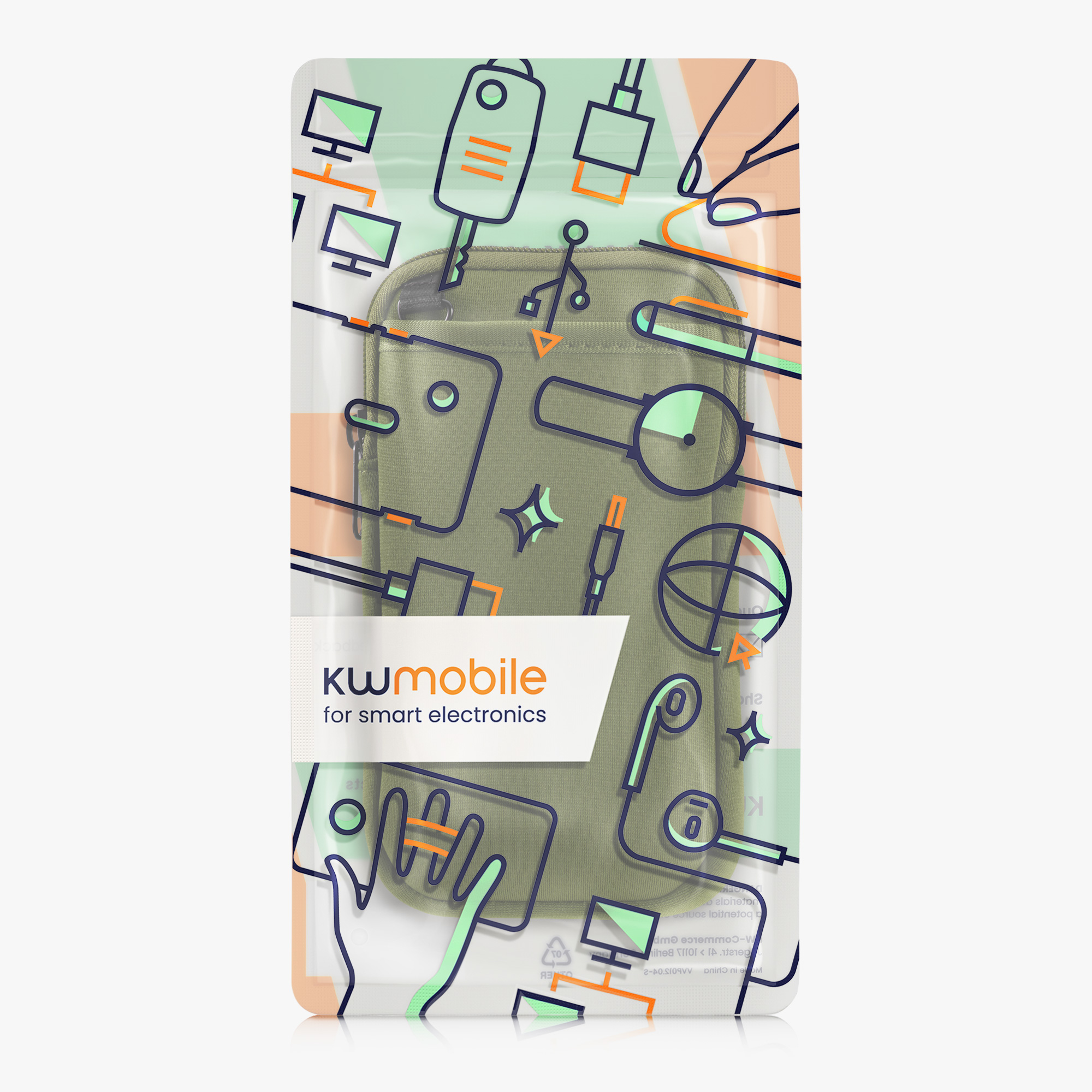 Crossbody pouzdro kwmobile - XL - 17,2 x 8,4 cm (6.7/6.8") - olivově zelená