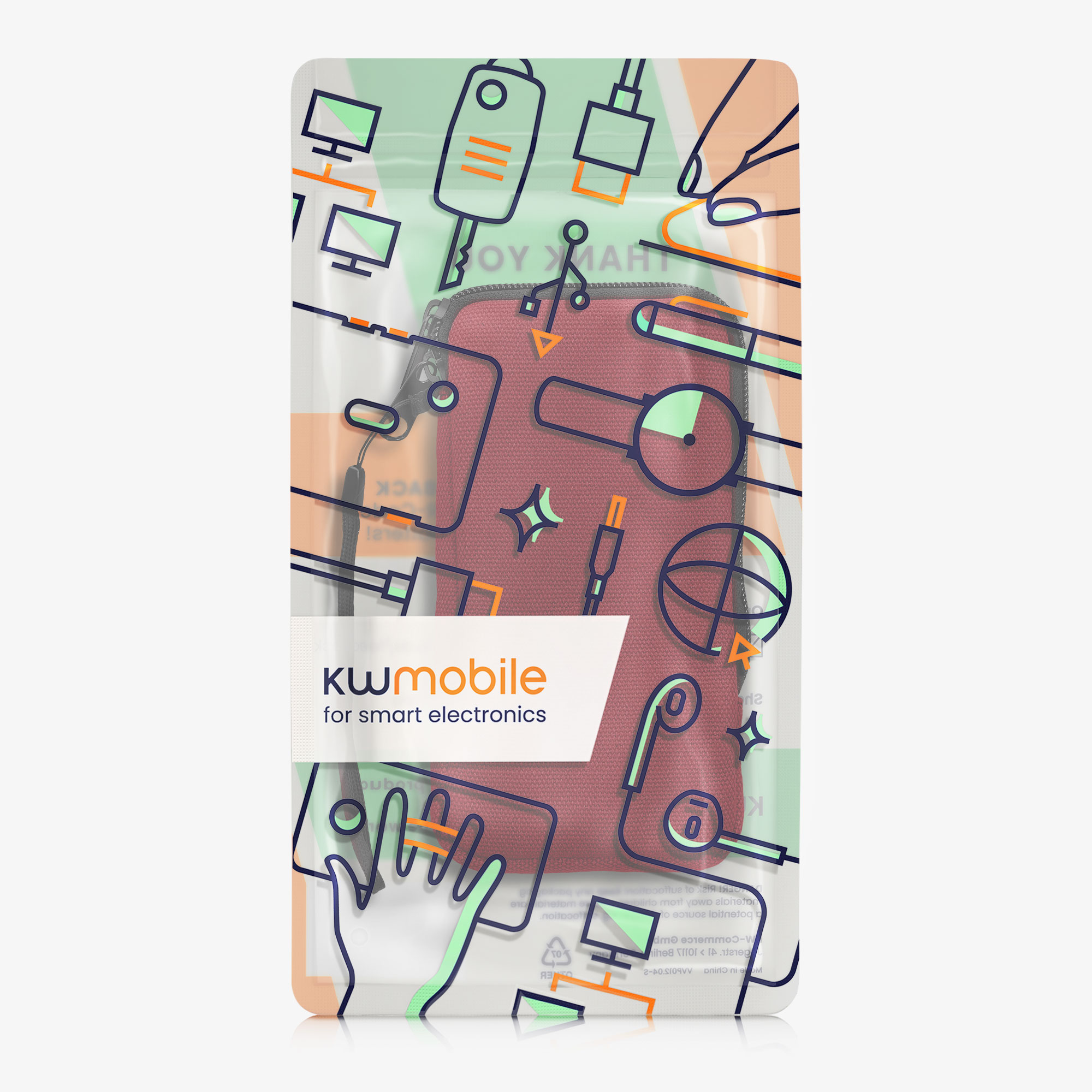 Univerzální pouzdro kwmobile na mobil - hnědočervená