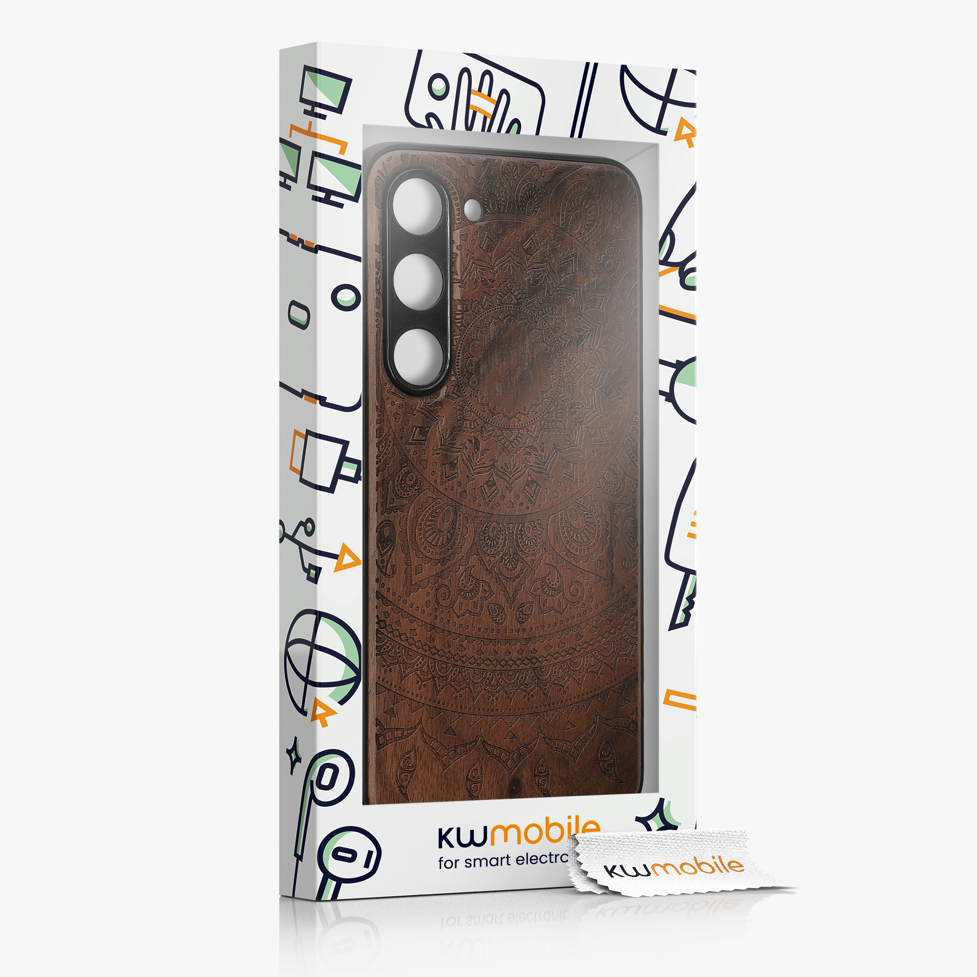 Dřevěný kryt na mobil Galaxy S23 kwmobile tmavě hnědý