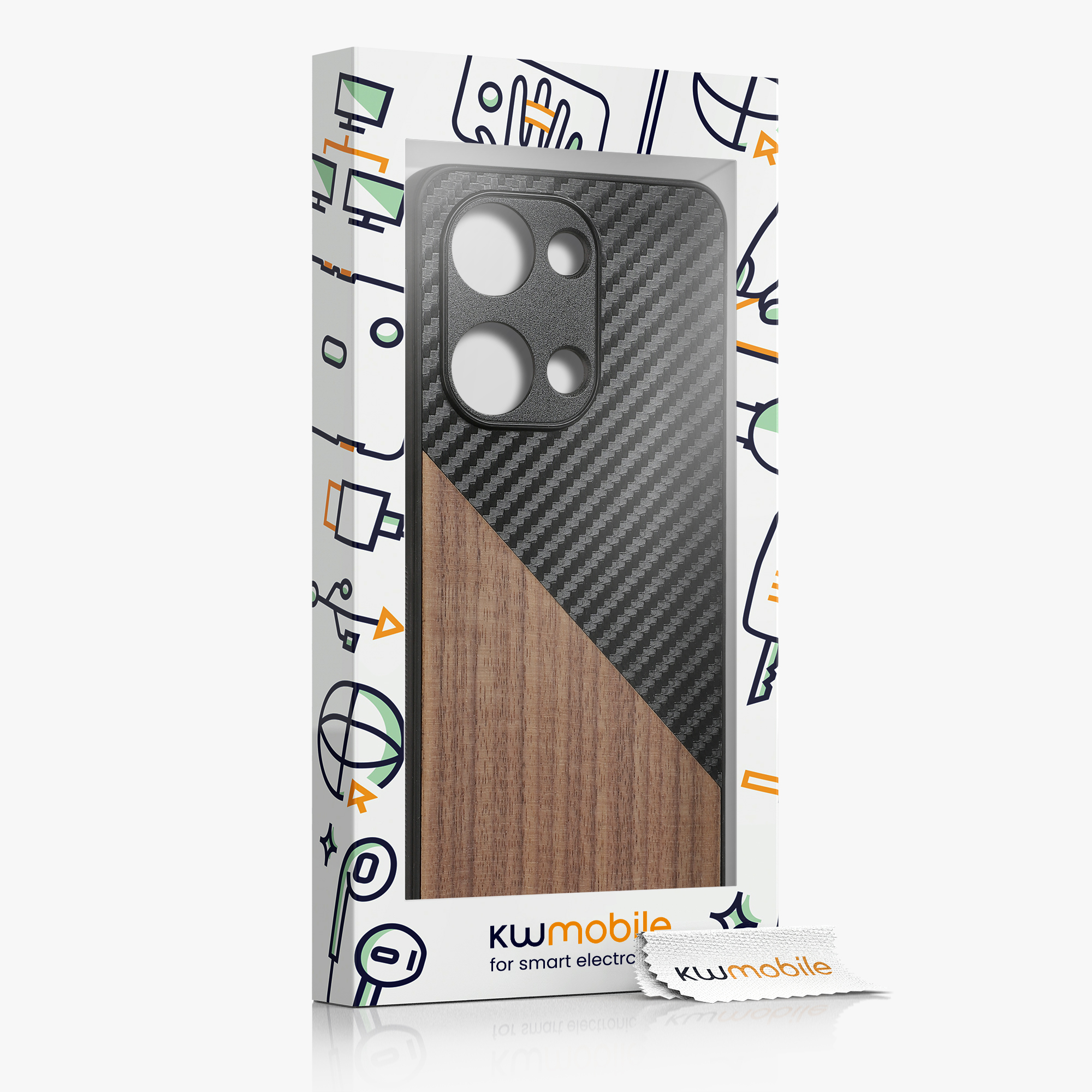 Kwmobile Dřevěný kryt OnePlus Nord 3 5G tmavě hnědá / černá