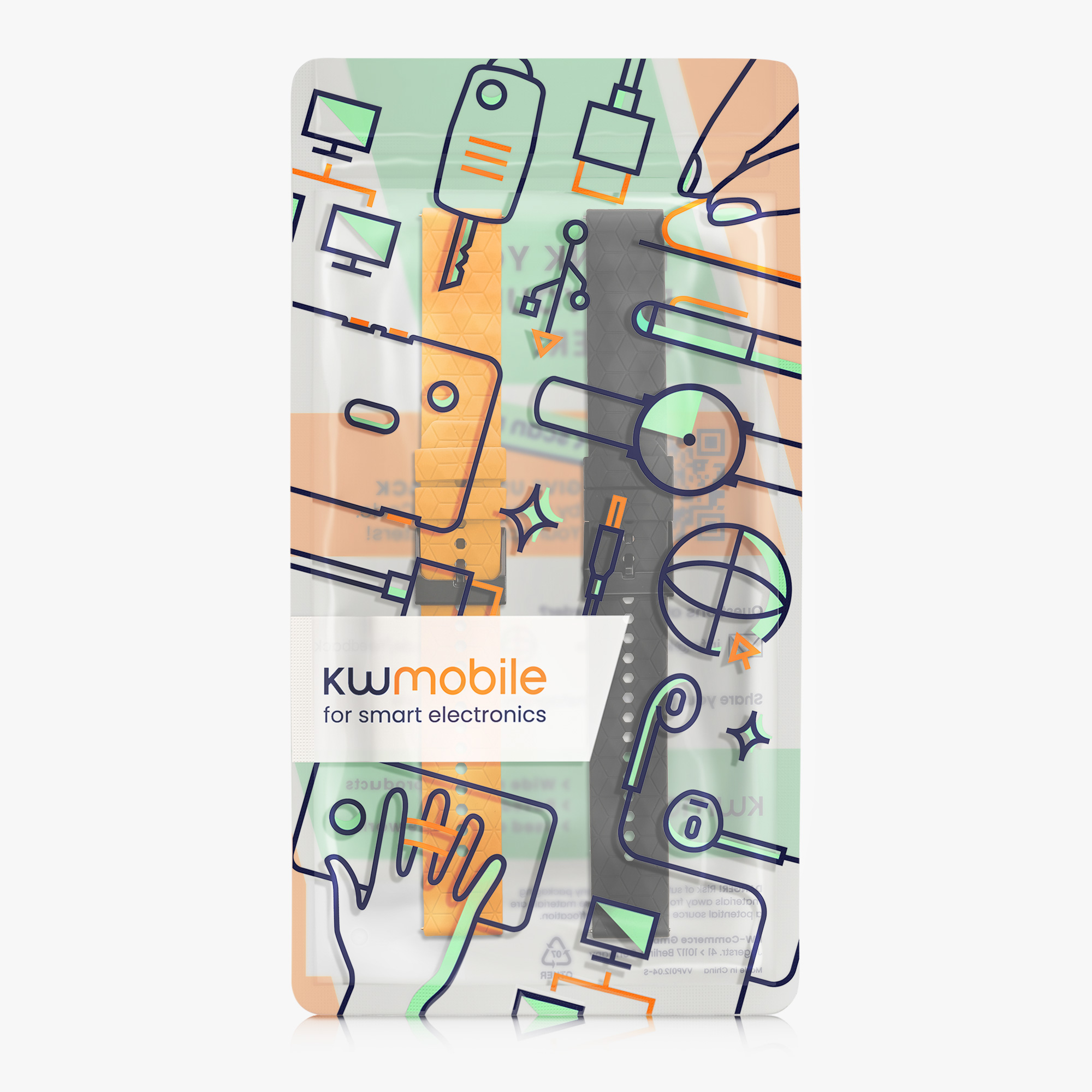 Řemínek k hodinkám COROS PACE 2 / APEX (42mm) kwmobile - černá / oranžová