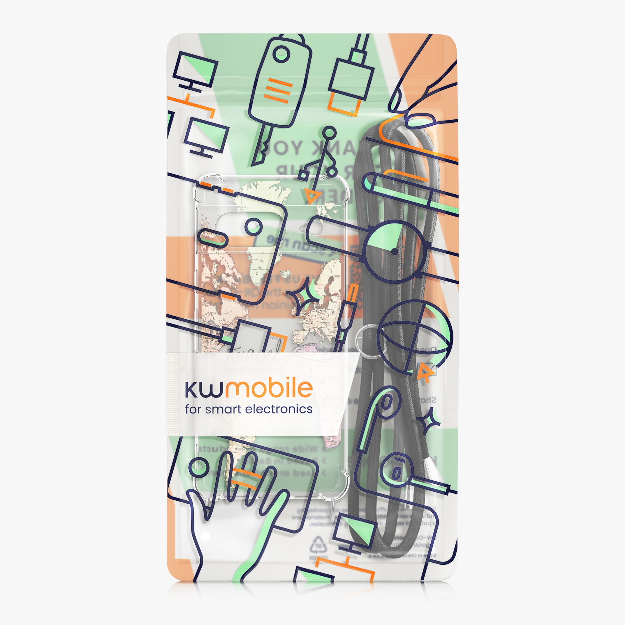 Crossbody kryt kwmobile Google Pixel 8 - černý / vícebarevný / transparentní