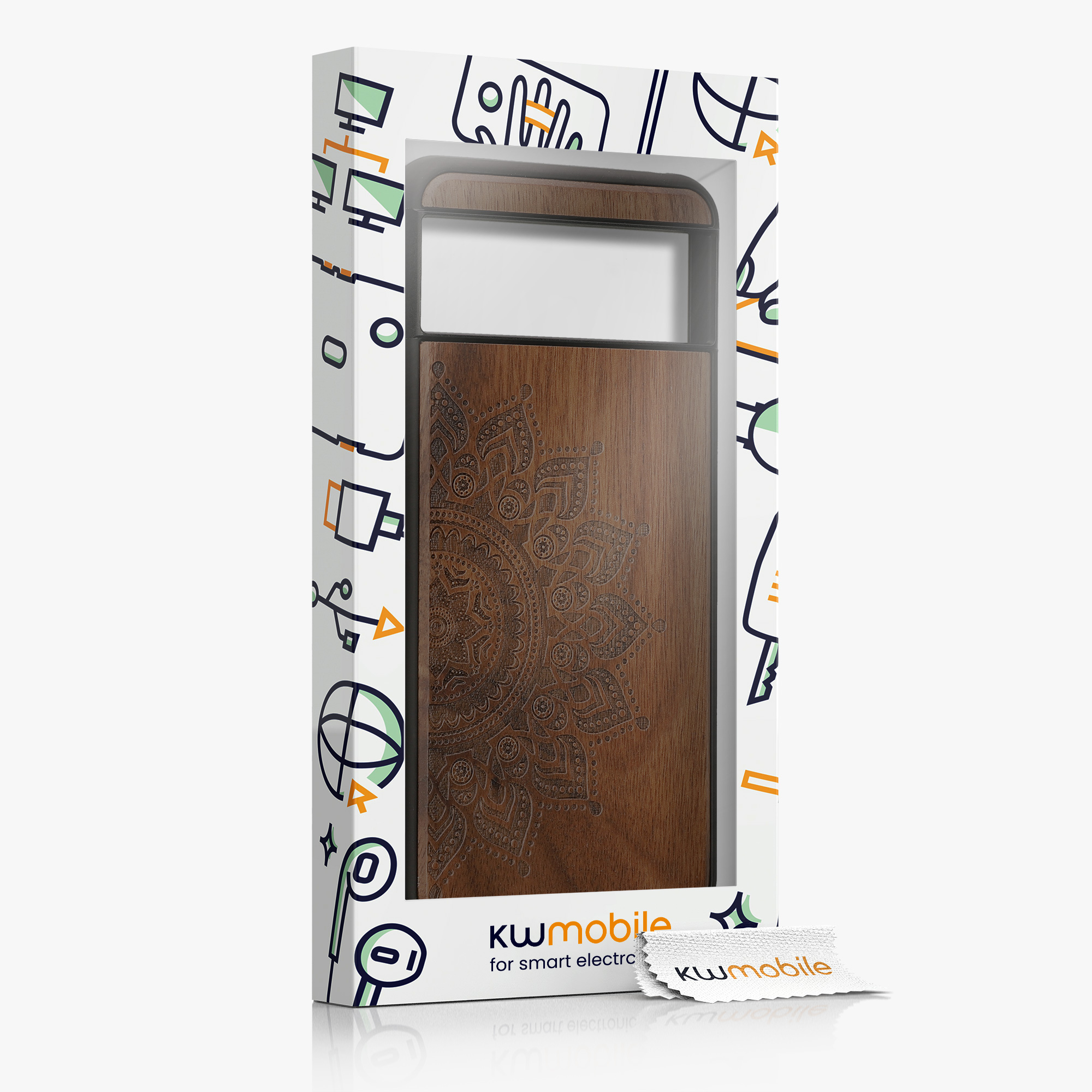 Dřevěný kryt kwmobile Google Pixel 8 - Hard Cover in Dark Brown