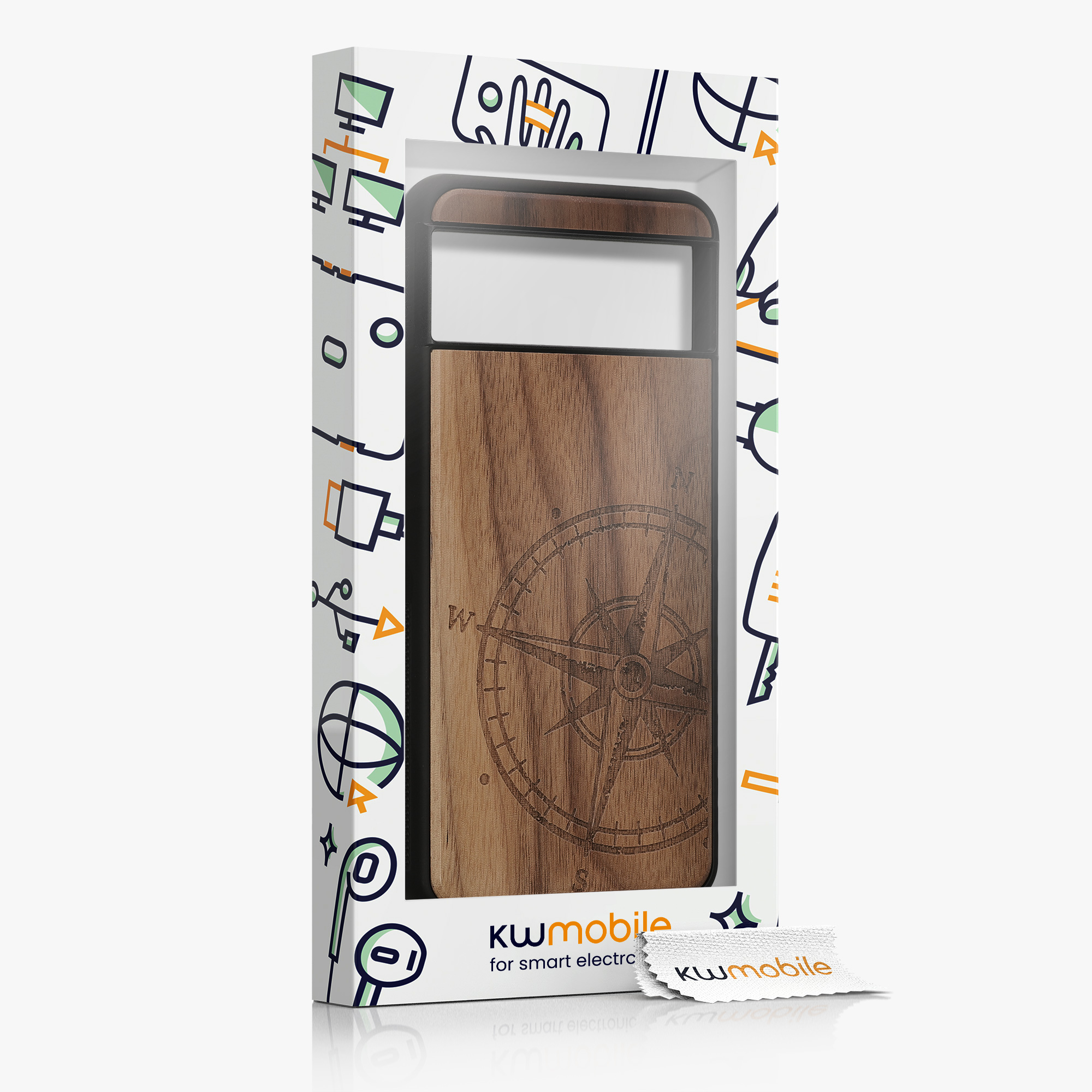 Dřevěný kryt kwmobile pro Google Pixel 8 - Hard Cover in Dark Brown