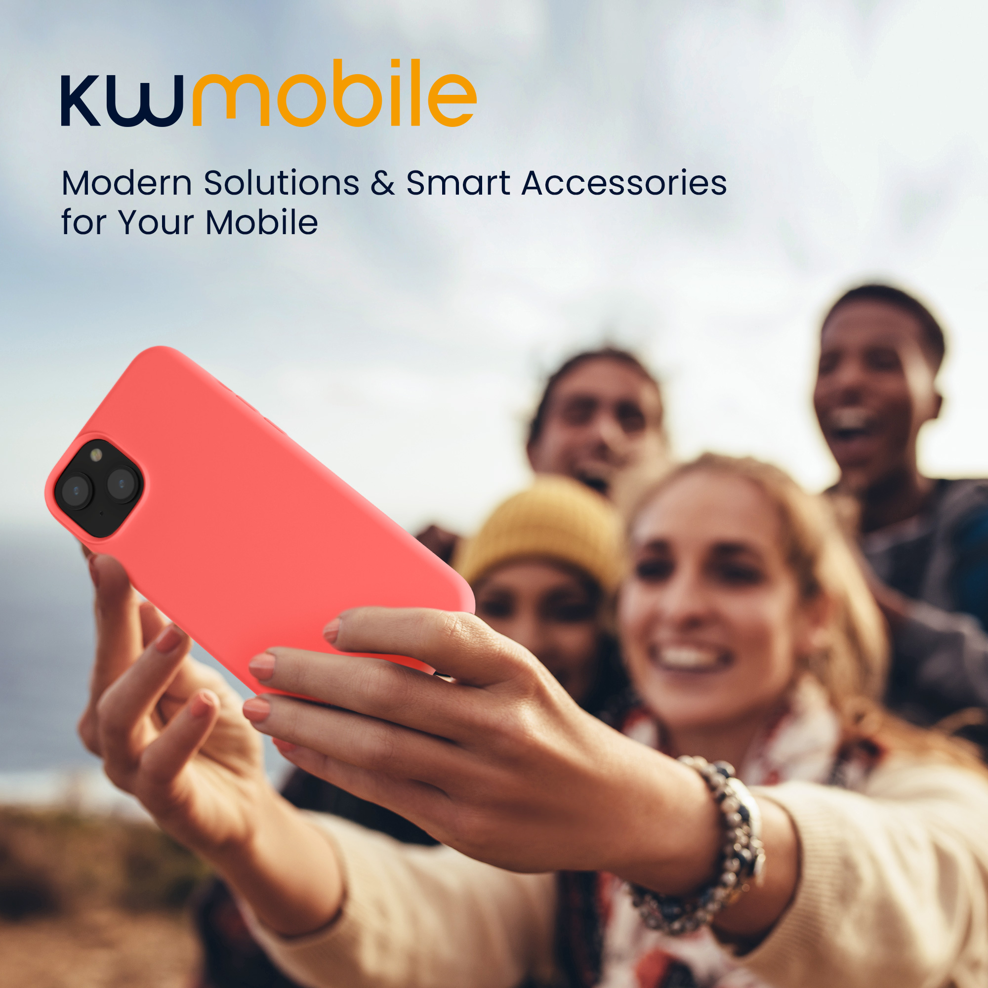 Kryt kwmobile TPU silikonový iPhone 15 Plus Neon Coral