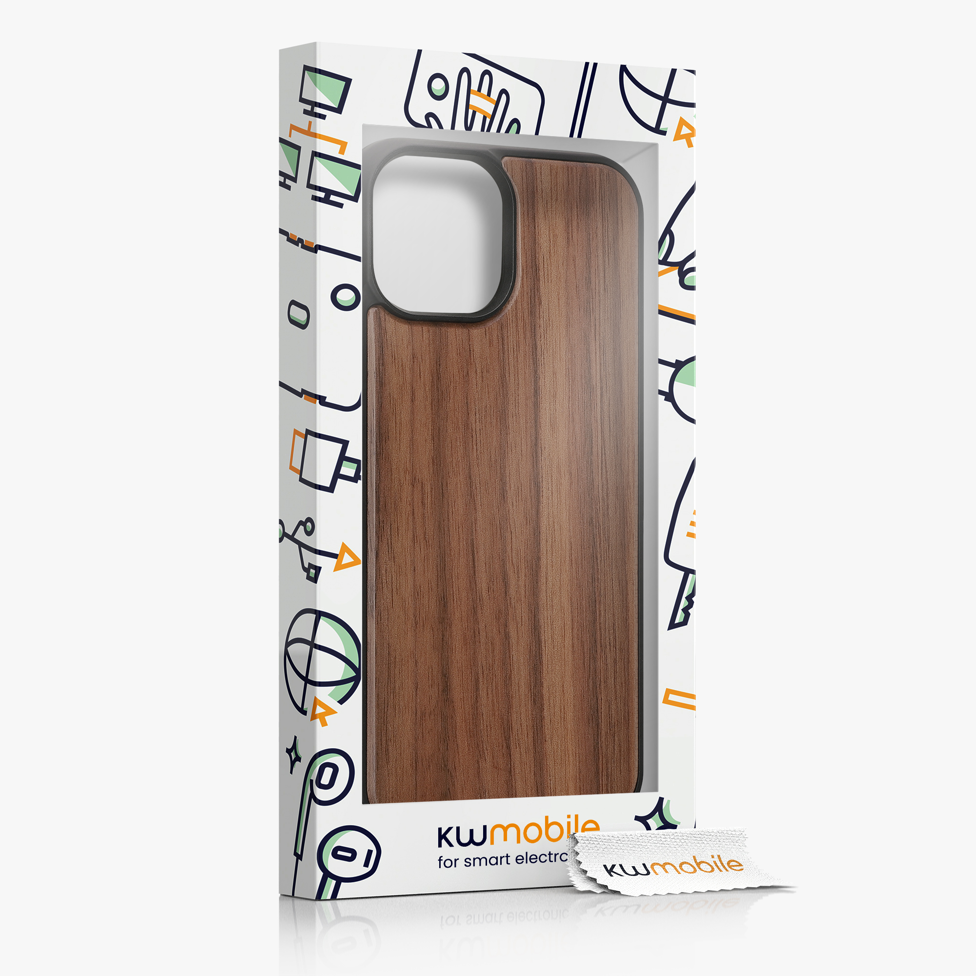 Kryt kwmobile dřevo iPhone 15 tmavě hnědá