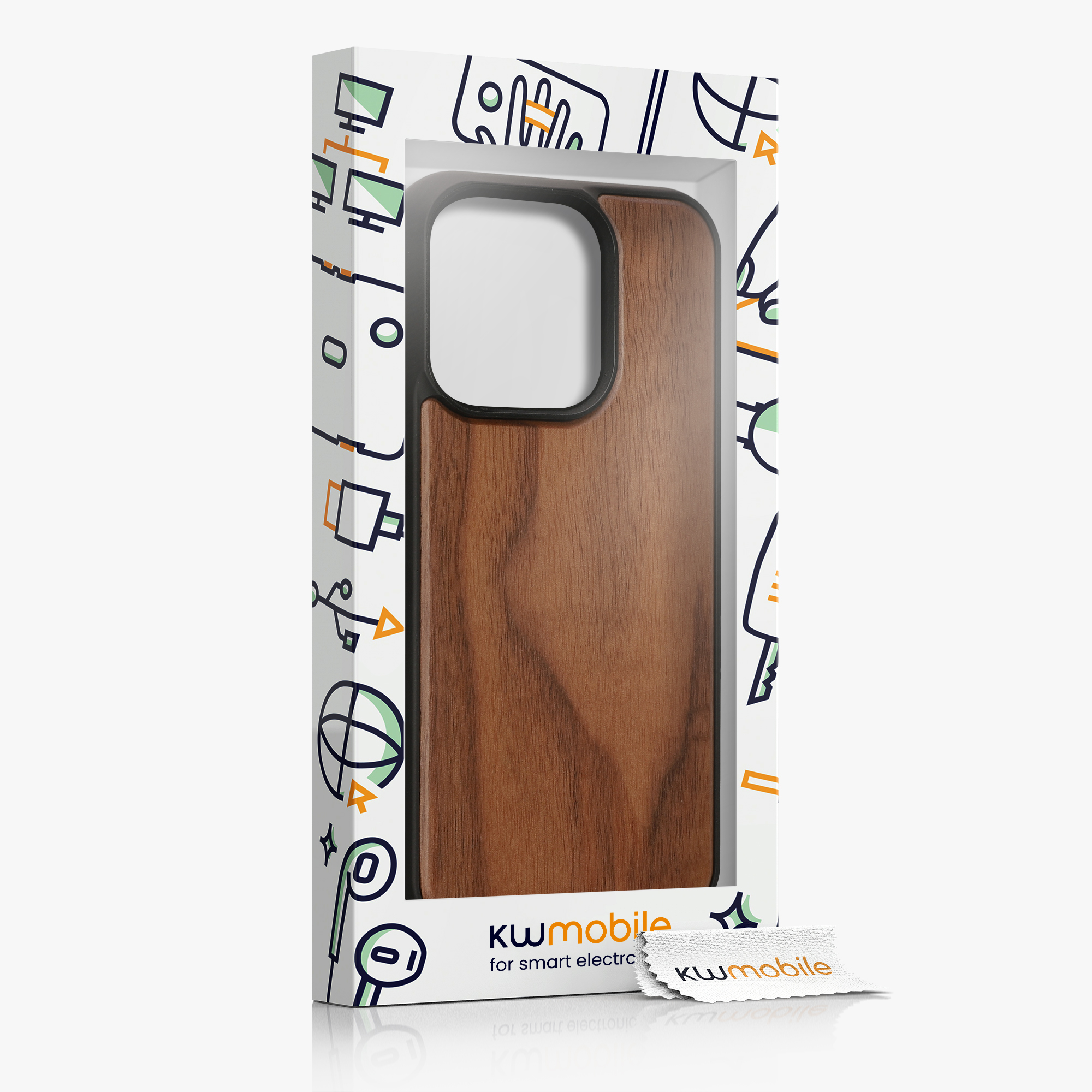 Kryt kwmobile dřevo iPhone 15 Pro tmavě hnědá