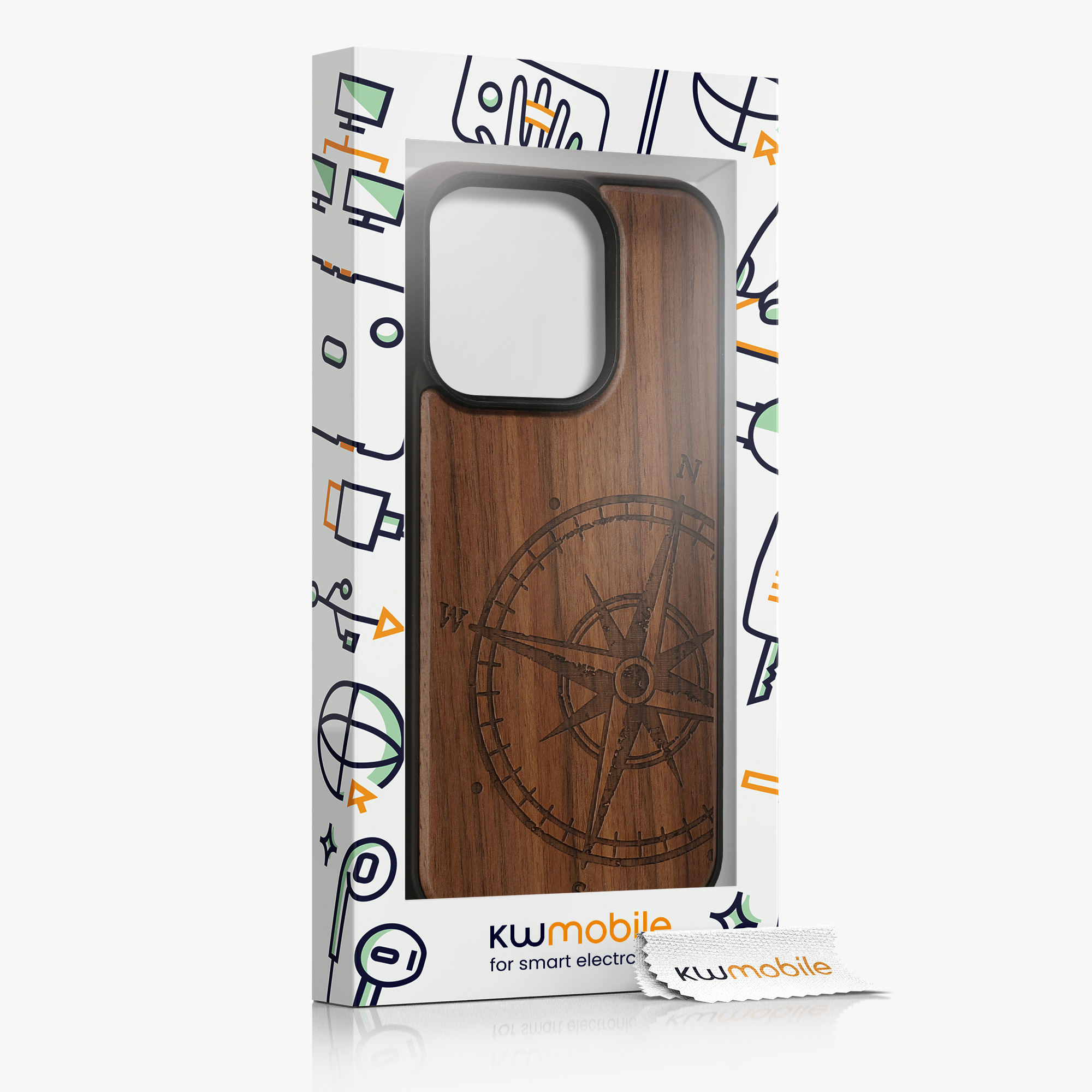 Kryt kwmobile dřevo iPhone 15 Pro tmavě hnědá