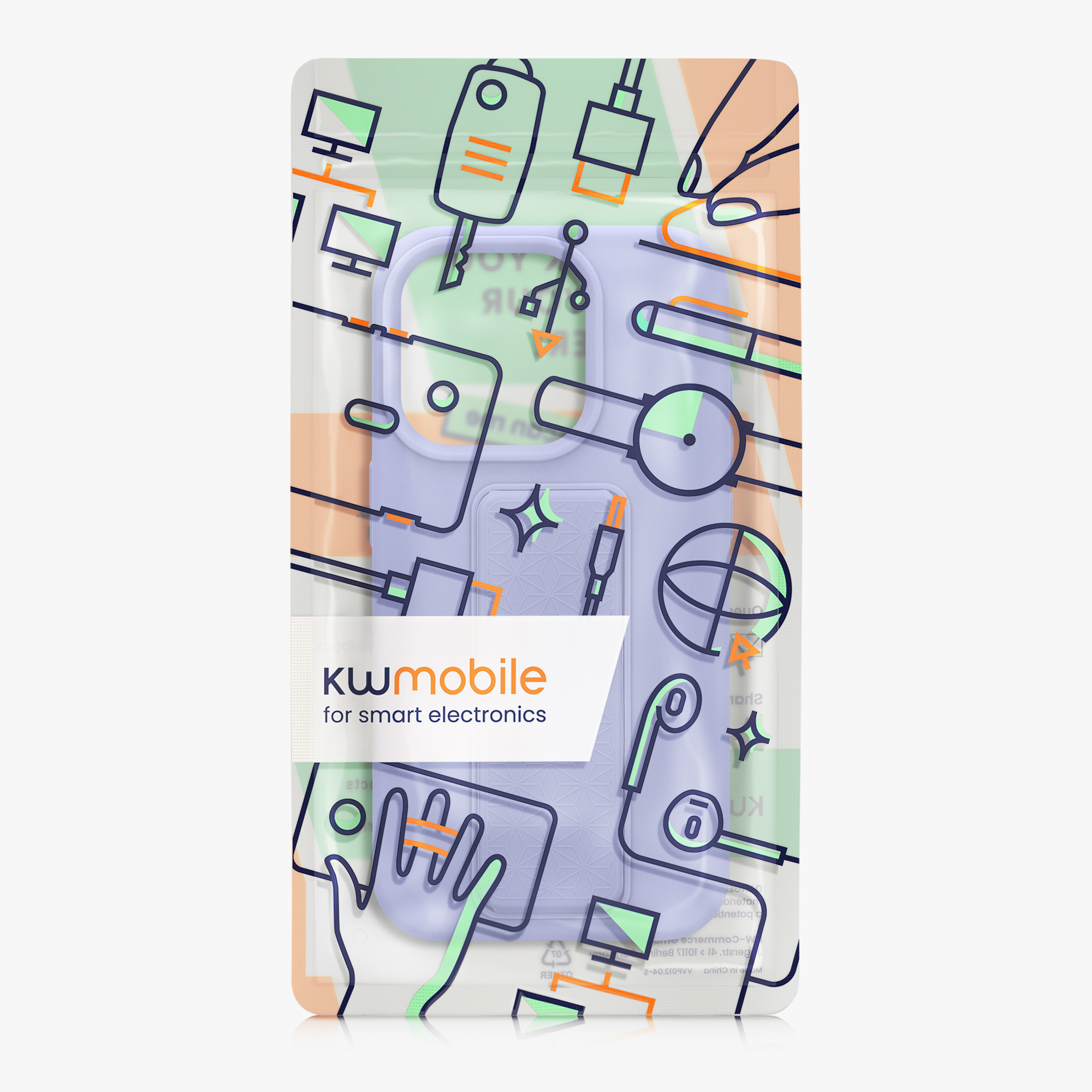 Kryt kwmobile s poutkem se stojánkem iPhone 15 Pro levandulová