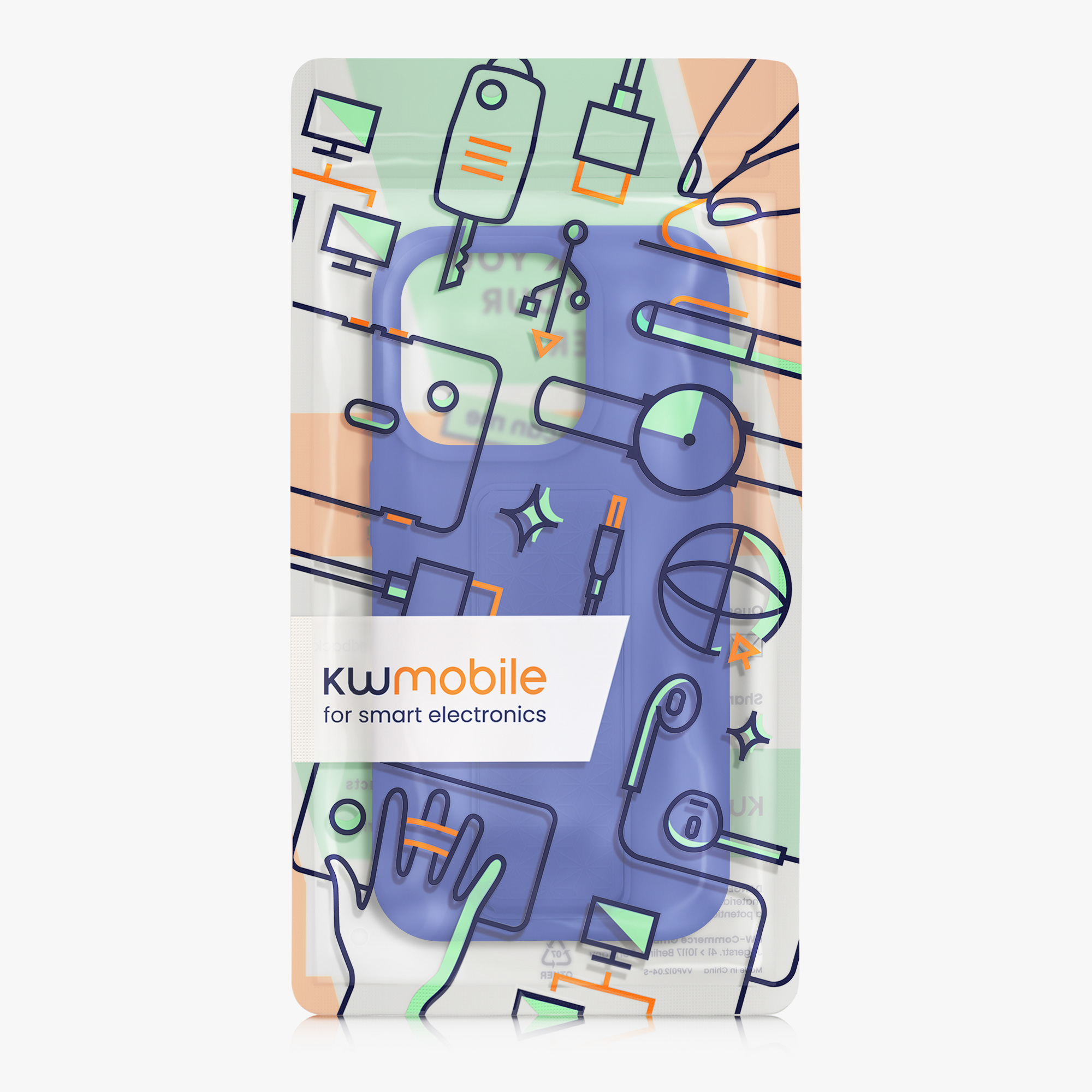 Kryt kwmobile s poutkem se stojánkem iPhone 15 Pro modrá