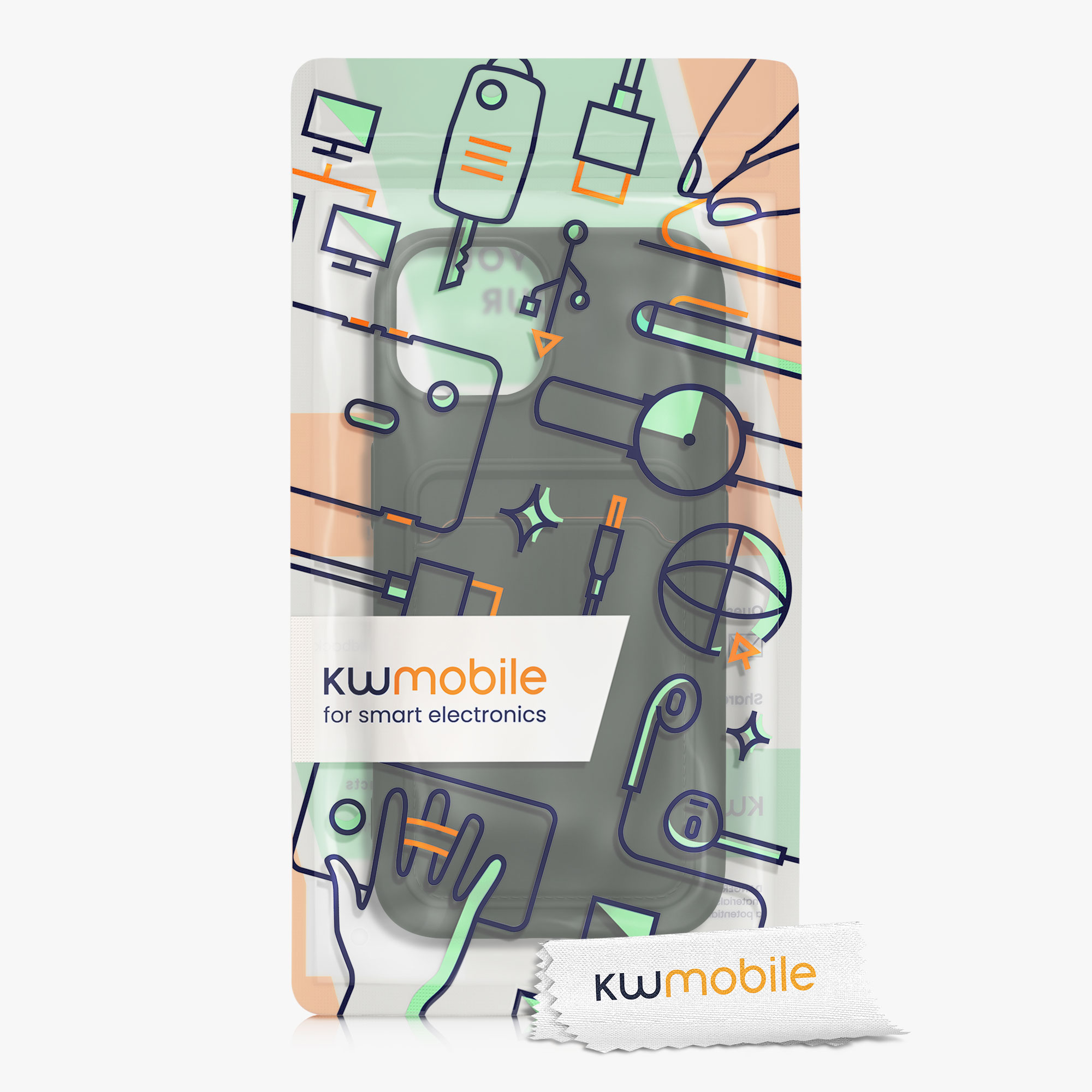 Kryt kwmobile s přihrádkou na kartu iPhone 15 zelená