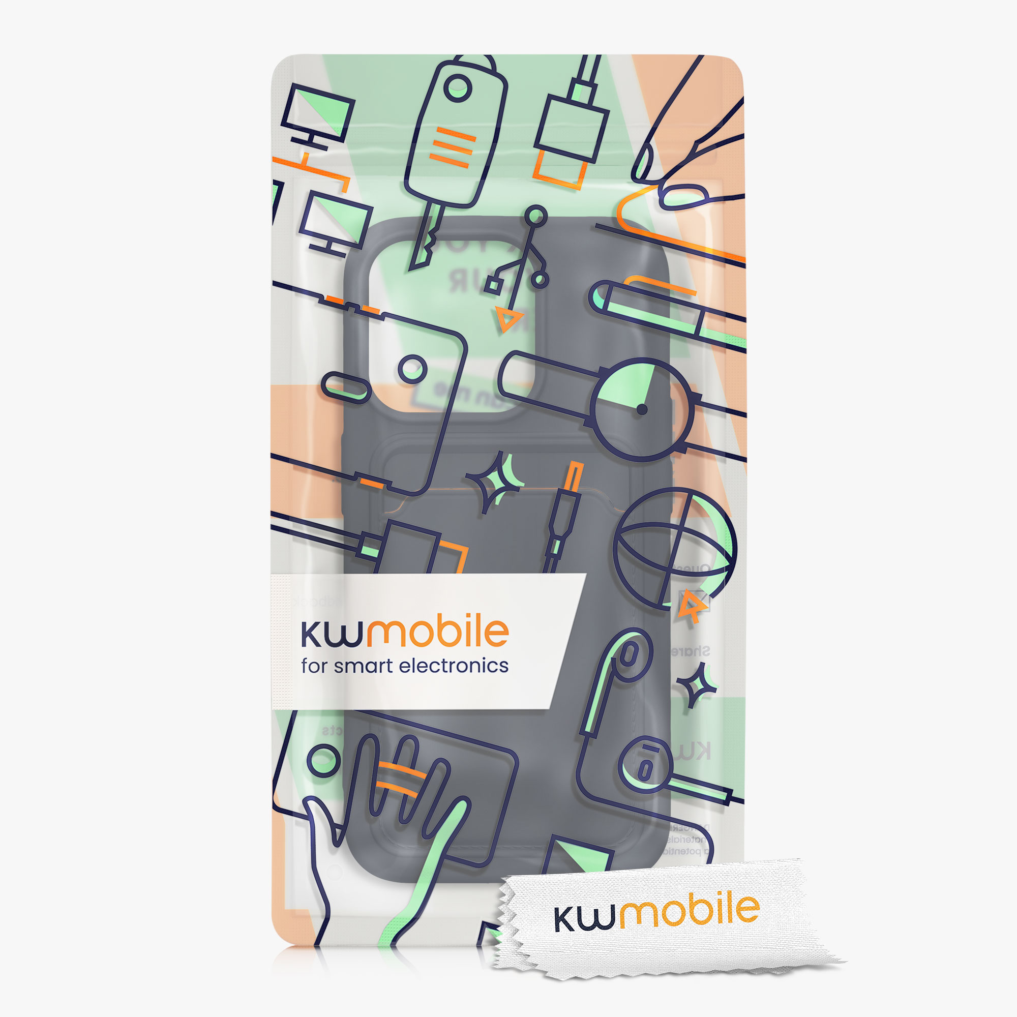 Kryt s přihrádkou na kartu kwmobile pro iPhone 15 Pro - tmavě modrá