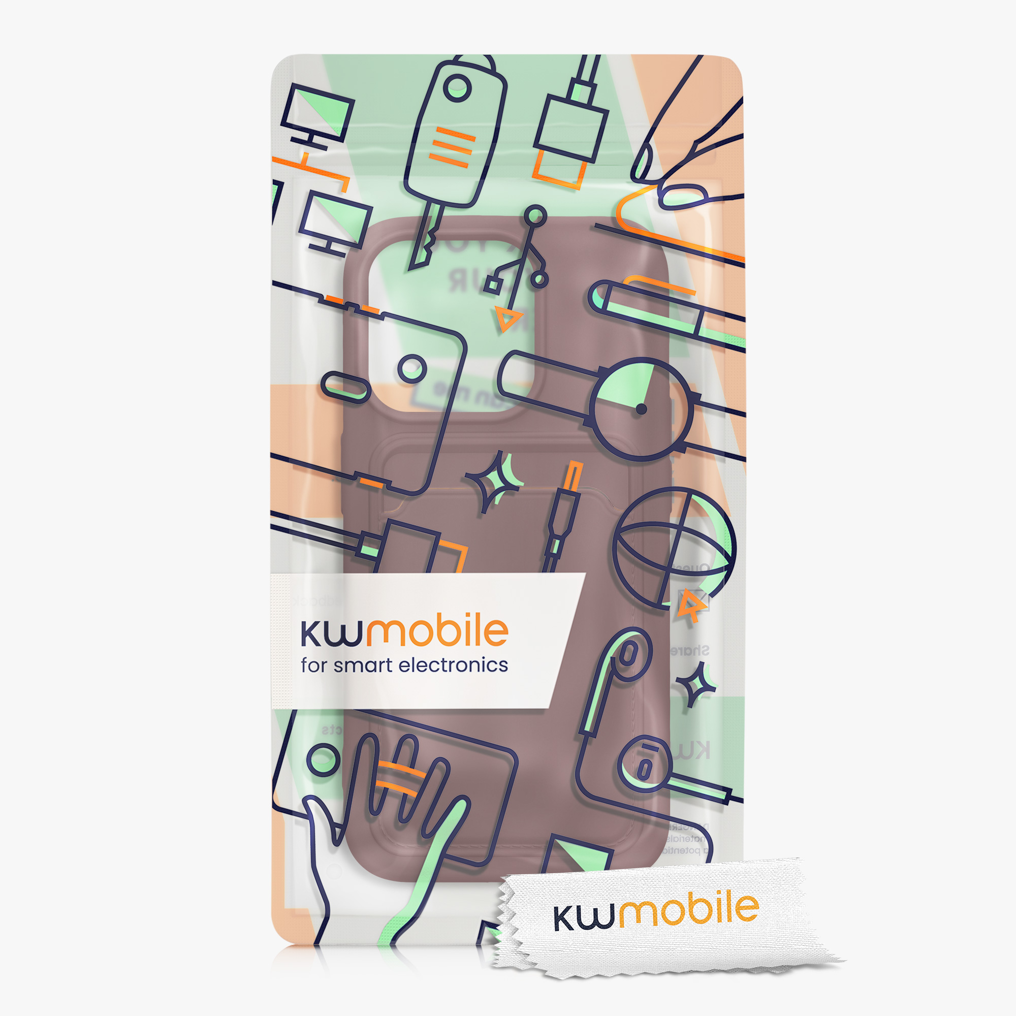 Kryt kwmobile s přihrádkou na kartu iPhone 15 Pro červenohnědá