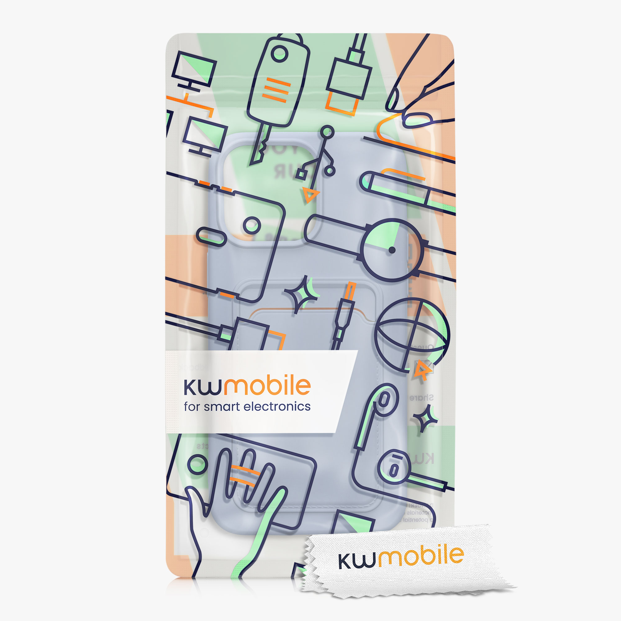Kryt s přihrádkou na kartu kwmobile pro iPhone 15 Pro Max - levandulová