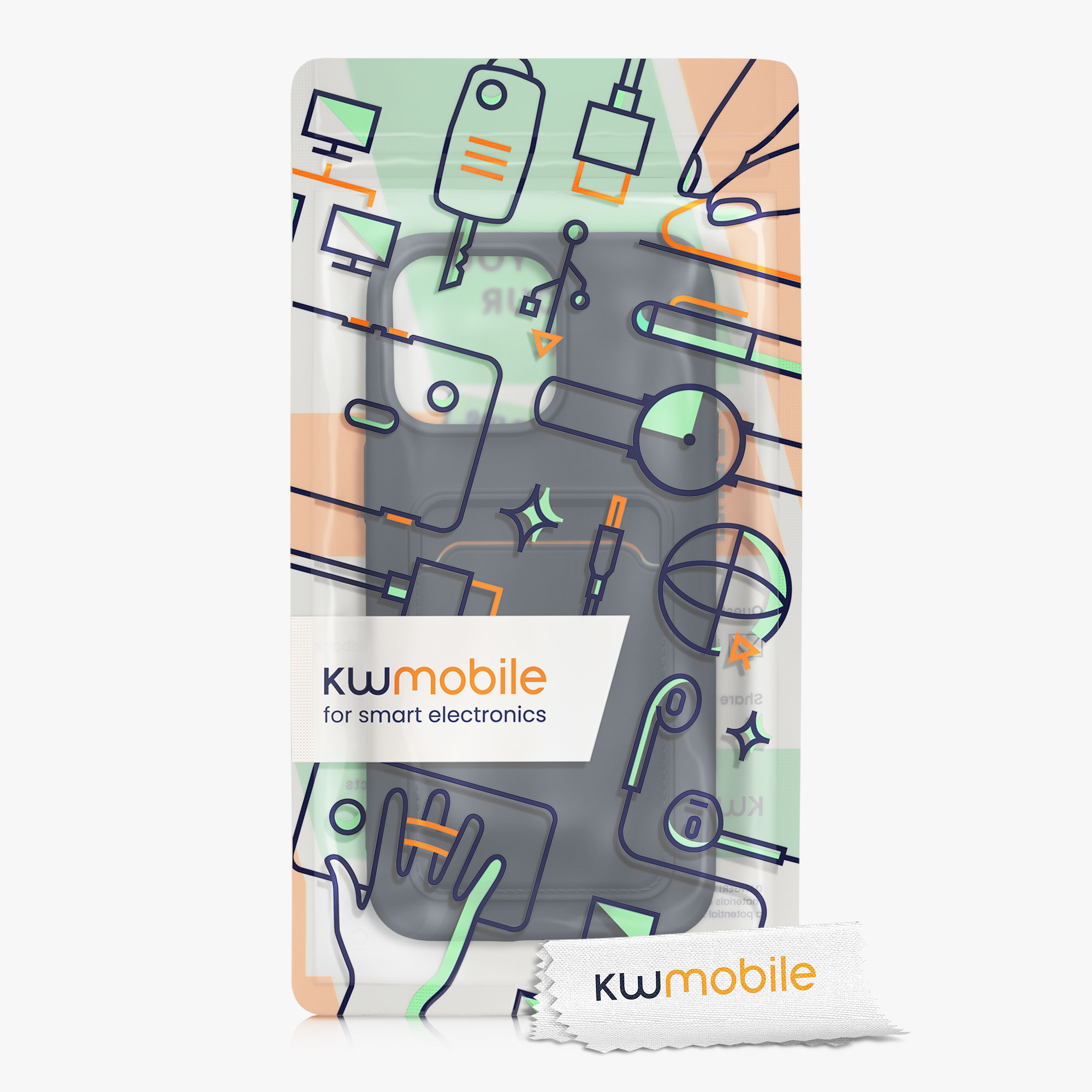 Kryt s přihrádkou na kartu kwmobile pro iPhone 15 Pro Max - tmavě modrá