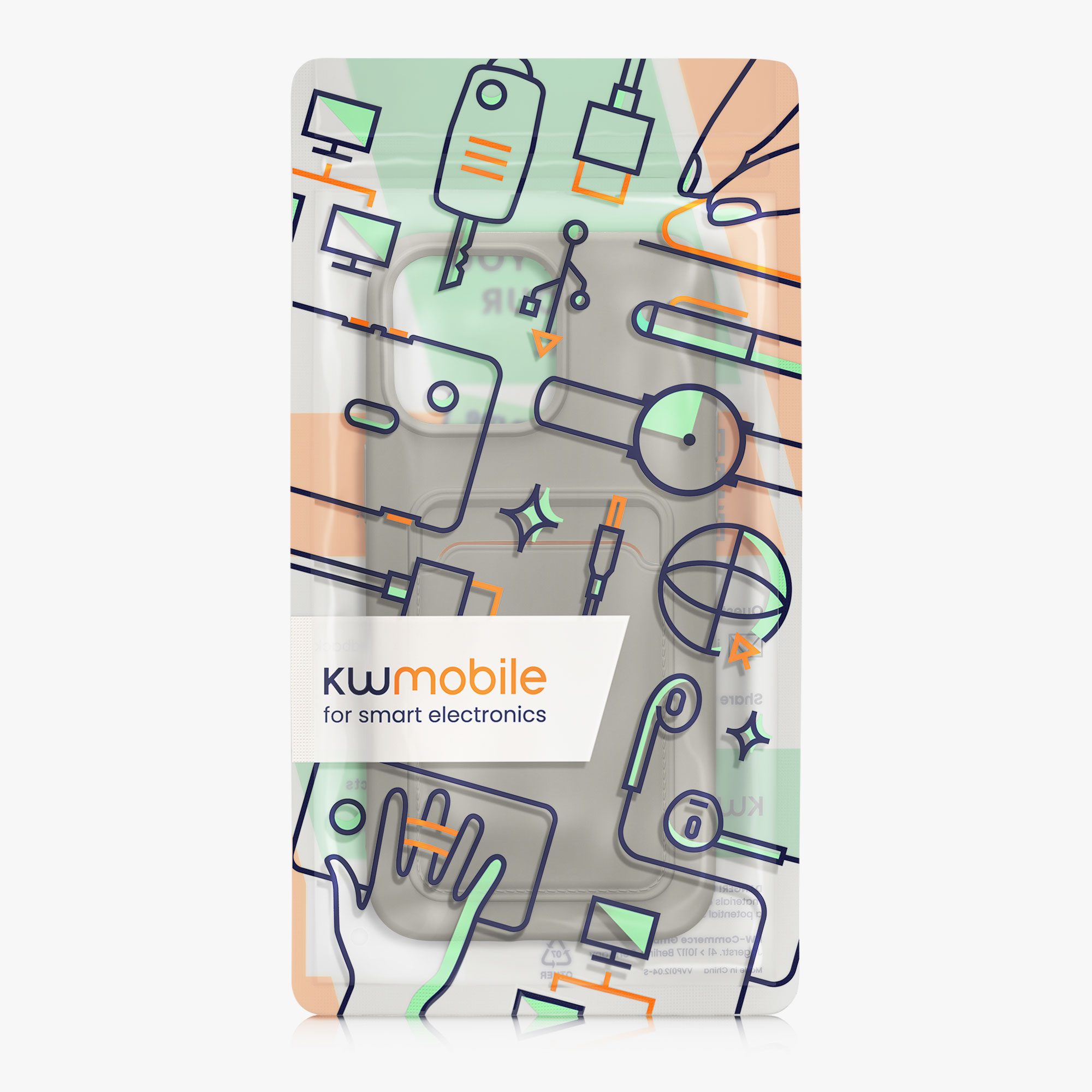 Kryt s přihrádkou na kartu kwmobile pro iPhone 15 Pro Max - matná světle šedá