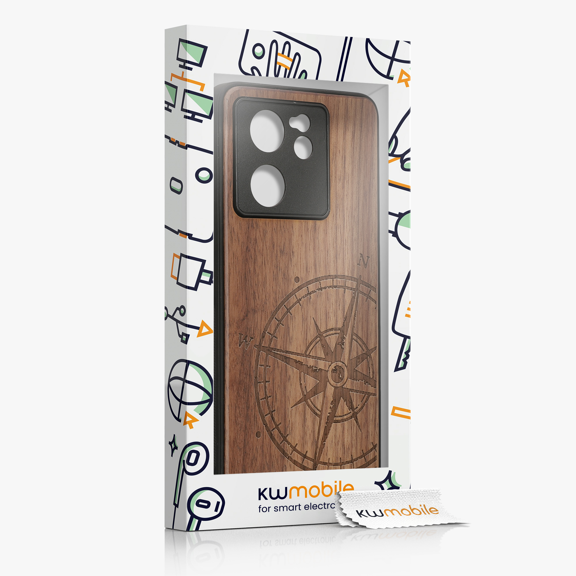 Kryt na mobil Xiaomi 13T / 13T Pro kwmobile dřevěný tmavě hnědá