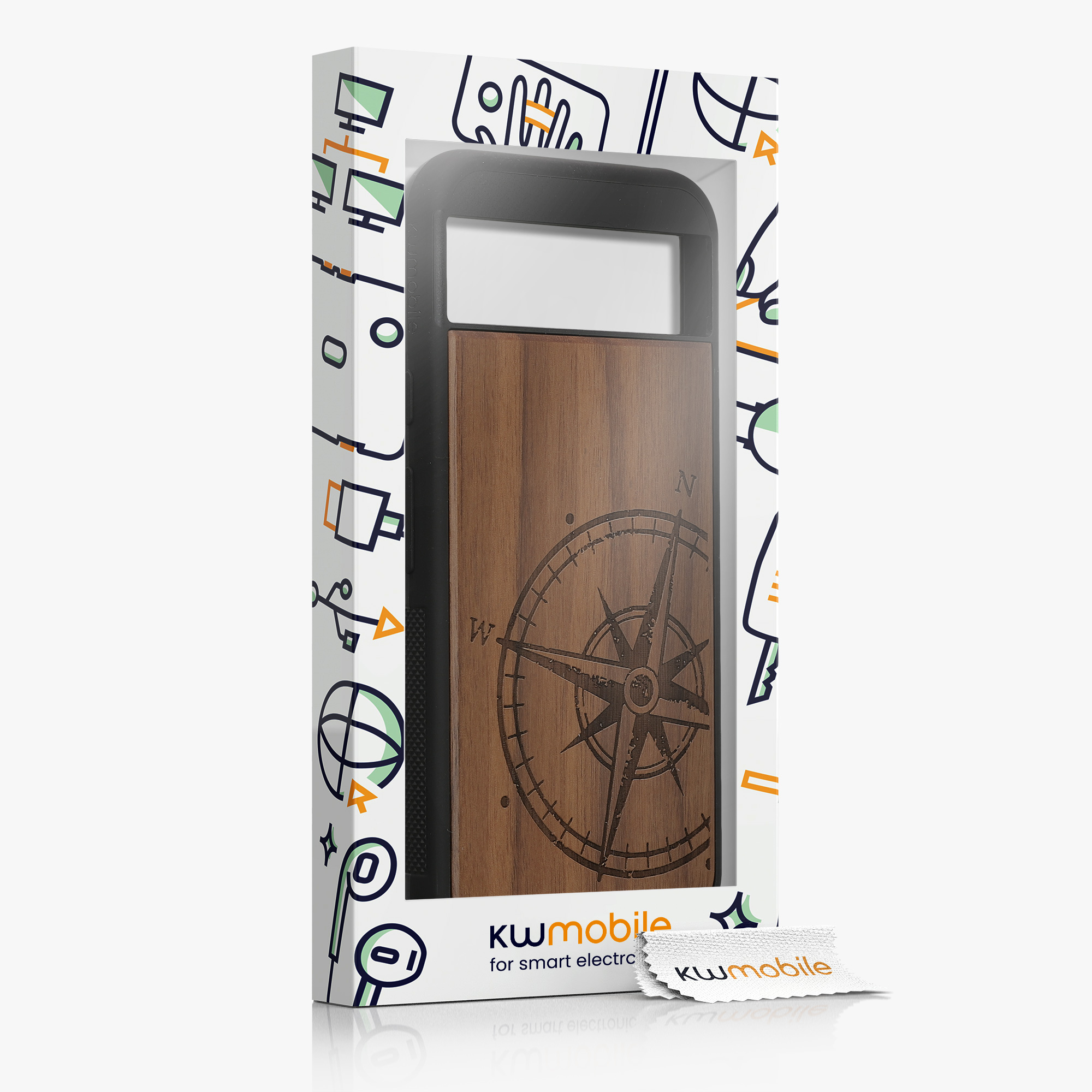 Dřevěný kryt kwmobile pro Google Pixel 8a - Hard Cover in Dark Brown