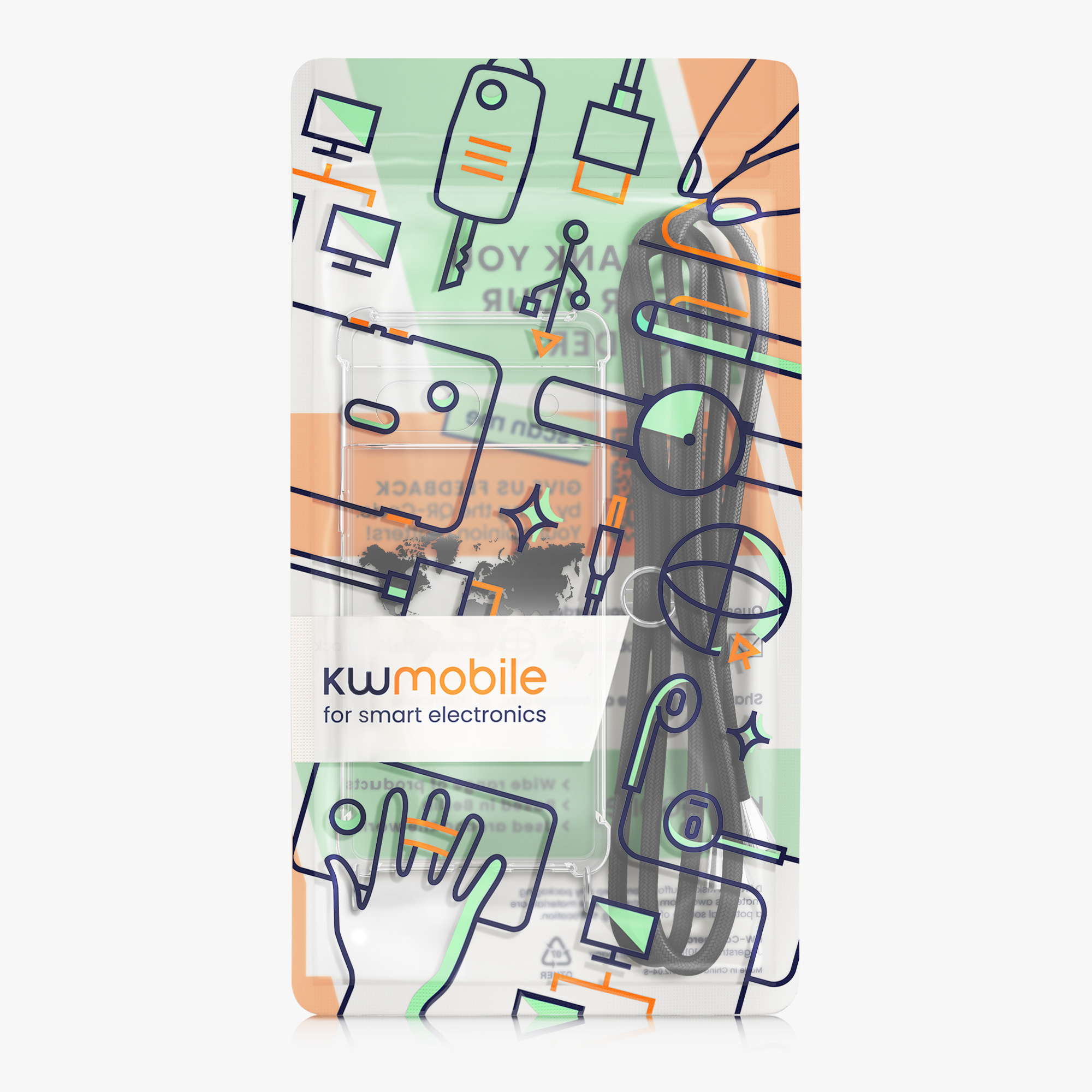 Crossbody kryt kwmobile pro Google Pixel 8a - Travel Outline Black / Transparent
