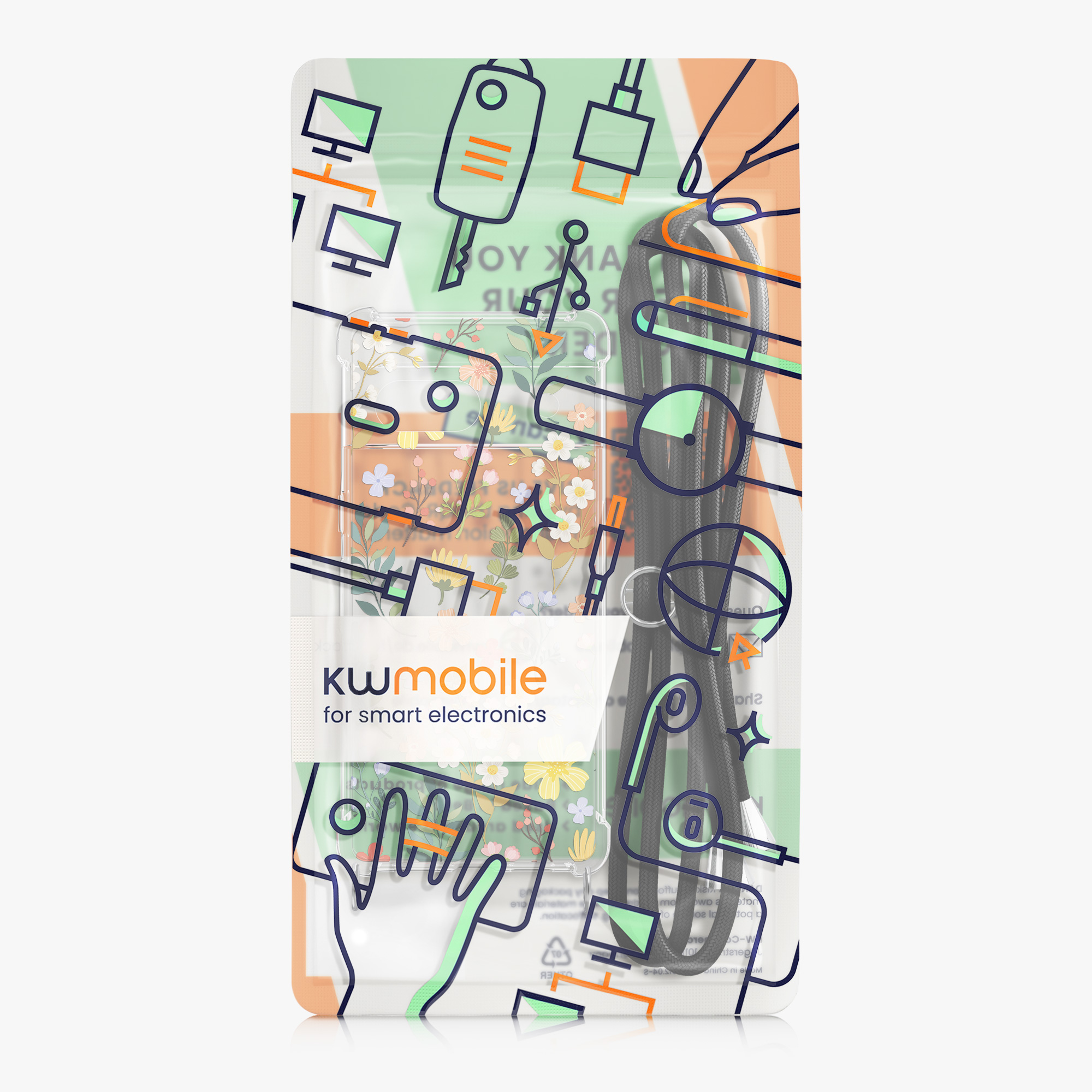 Crossbody kryt kwmobile pro Google Pixel 8a - Charming Flowers Yellow / Green / Transparent