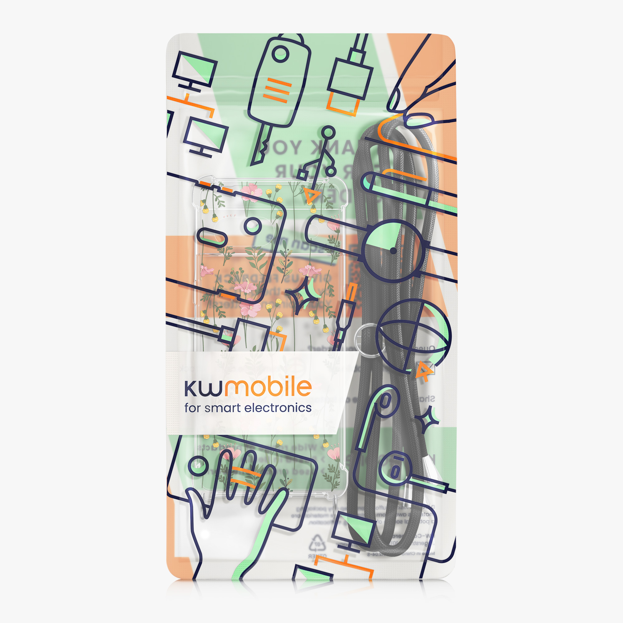 Crossbody kryt kwmobile pro Google Pixel 8a - Gentle Wildflowers Pink / Green / Transparent